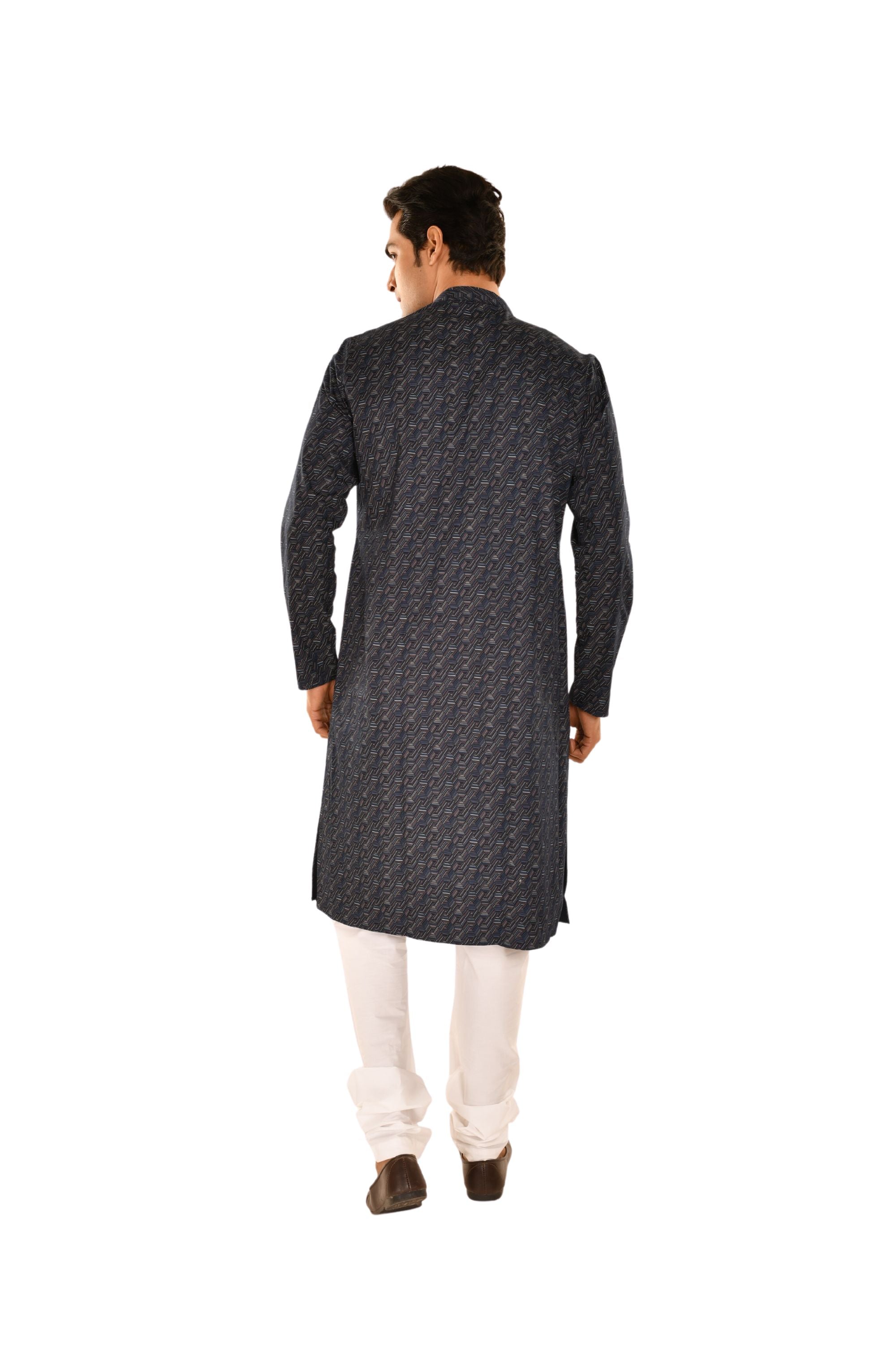 Geometric Printed Navy Blue Kurta