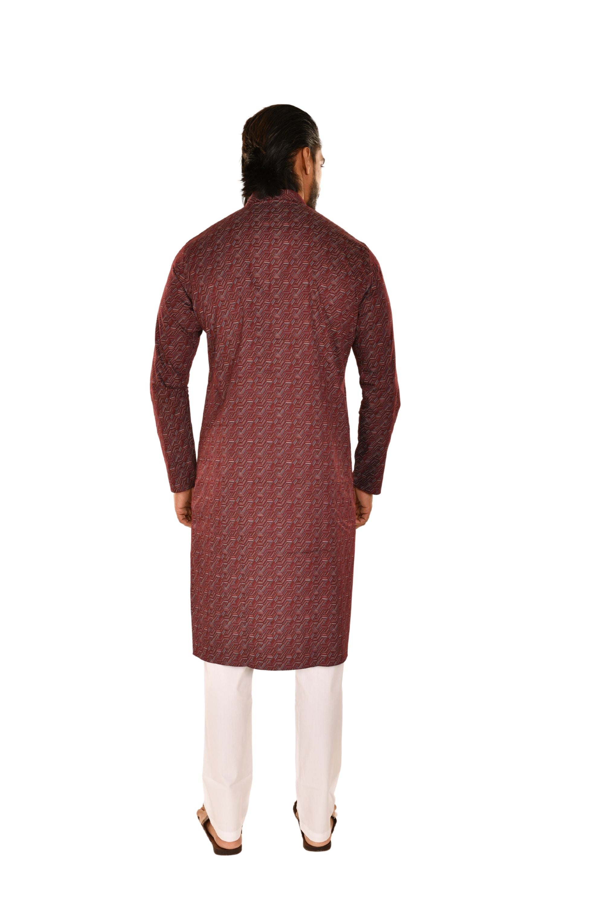 Geometric Printed Maroon Kurta