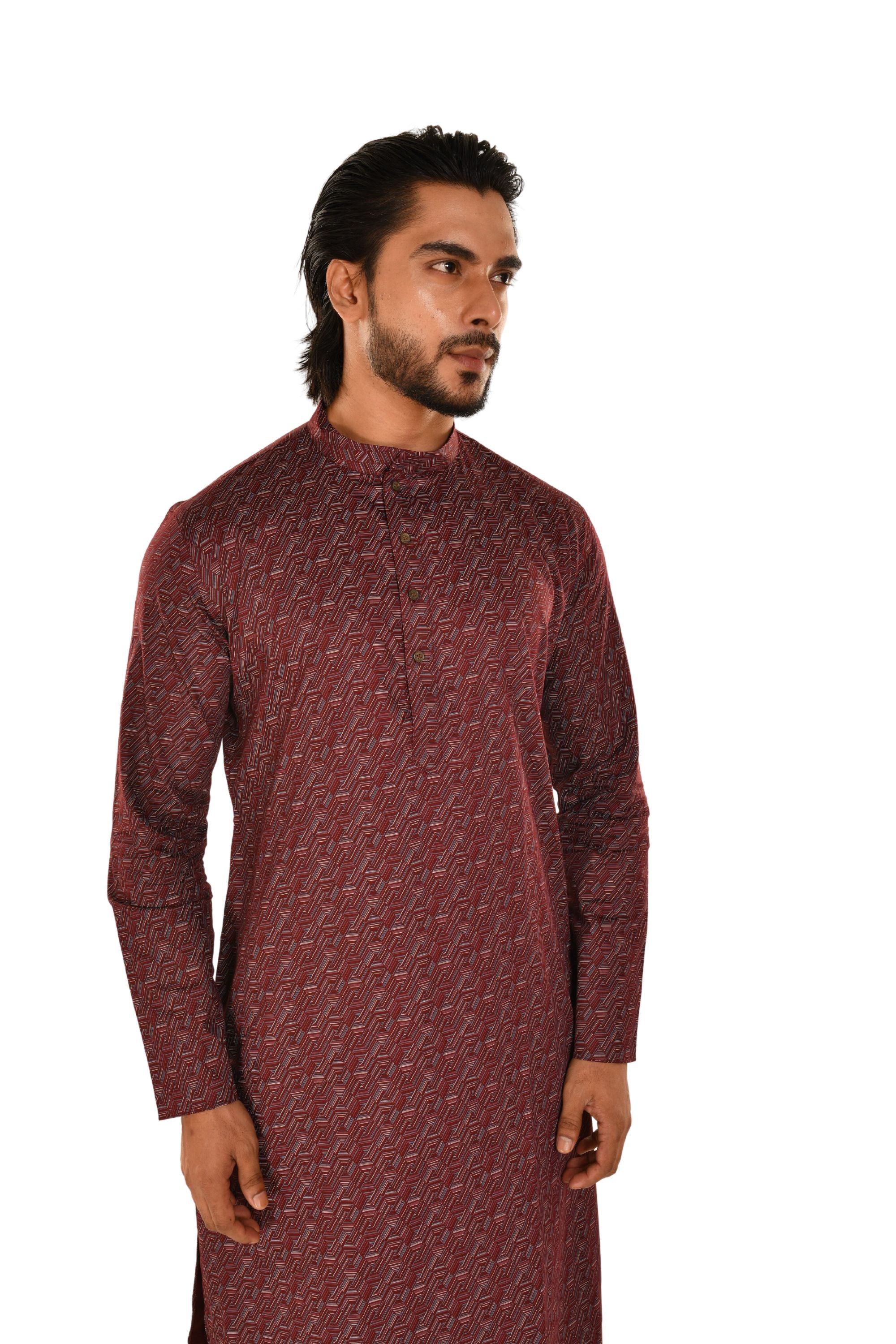 Geometric Printed Maroon Kurta