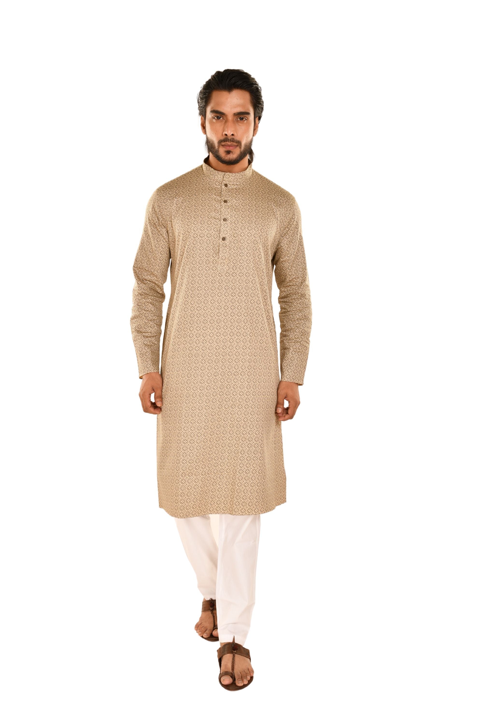 Brown Kurta with Ethnic Motifs