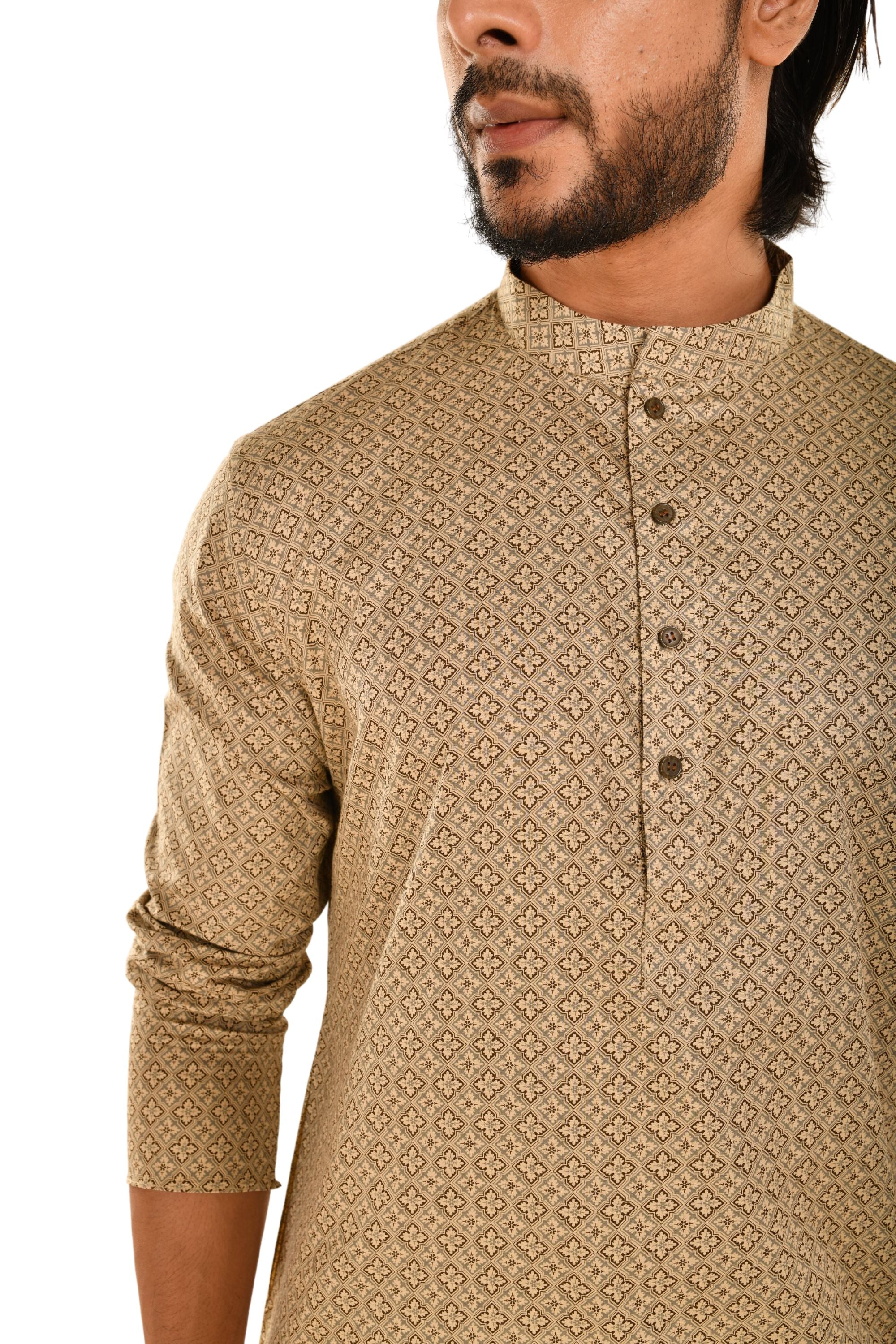 Brown Kurta with Ethnic Motifs