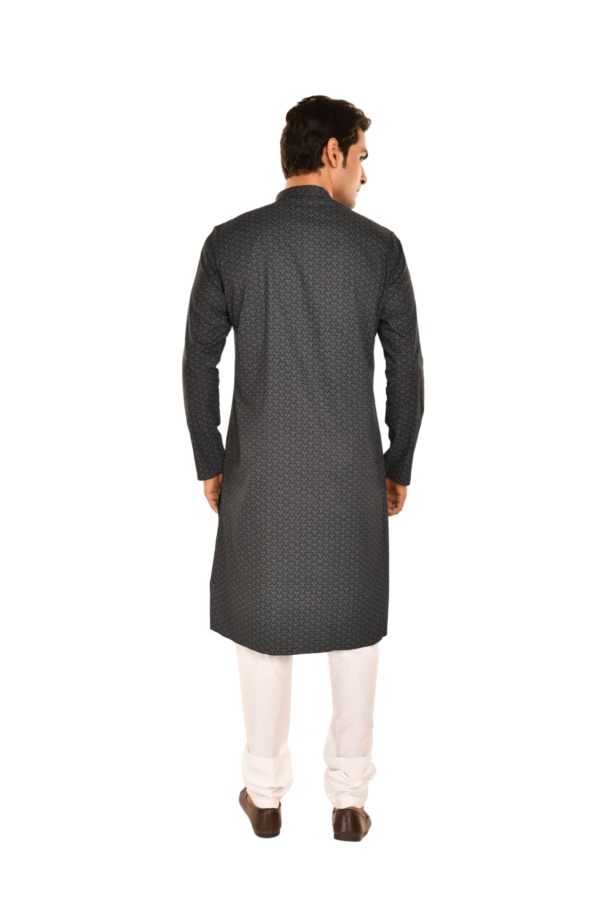 Black Digital Printed Cotton Kurta