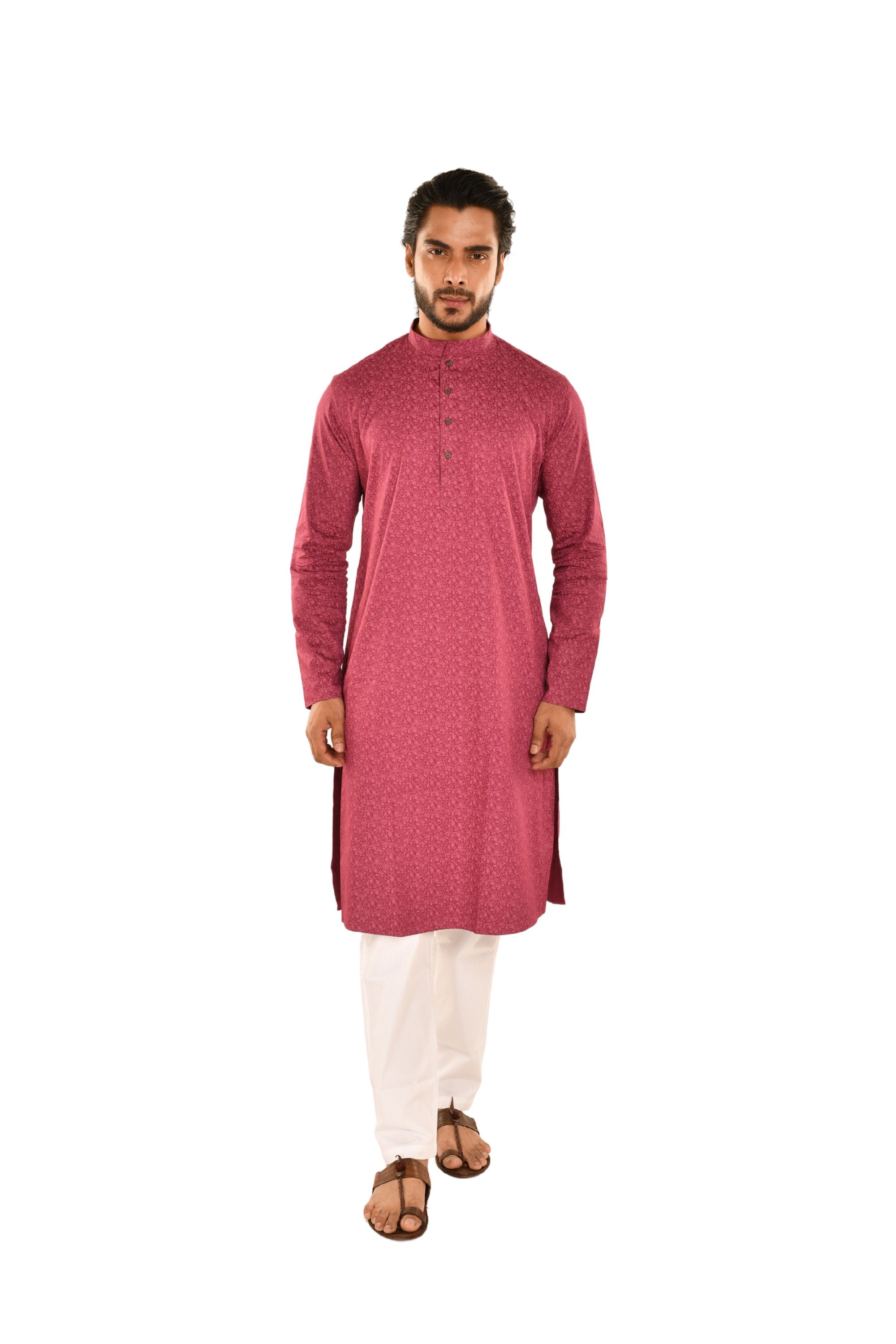 Ethnic Motif Printed Grape and Cream Kurta