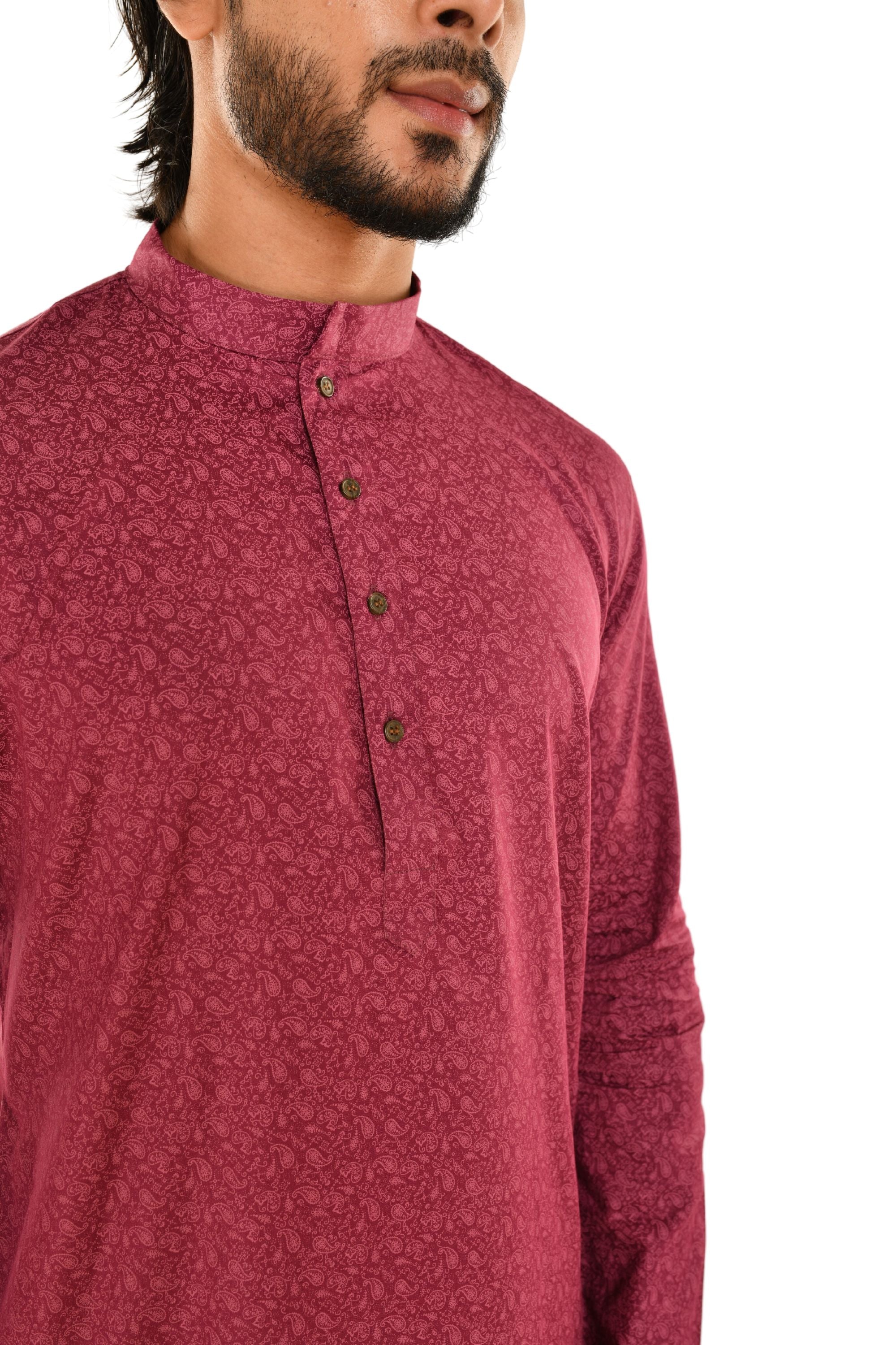 Ethnic Motif Printed Grape and Cream Kurta