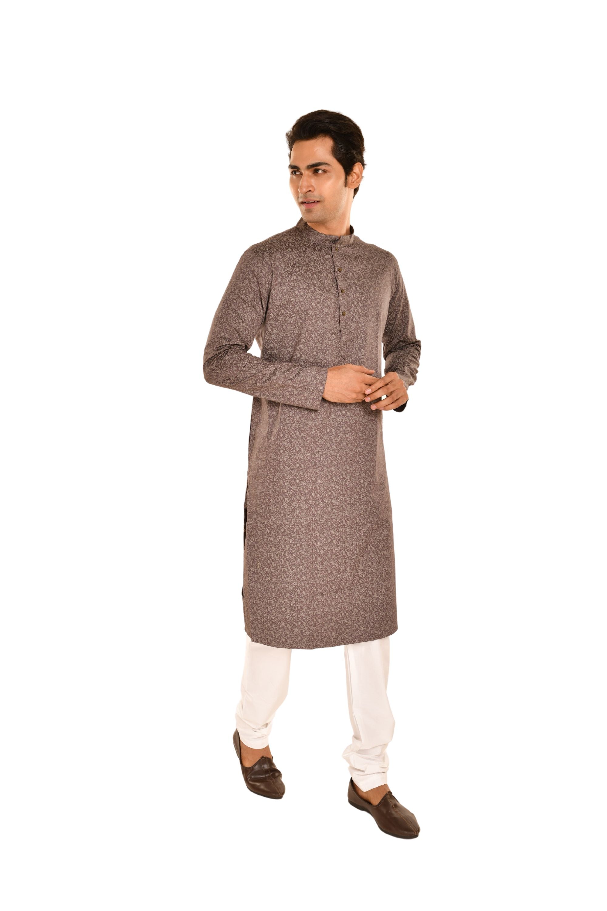 Ethnic Motif Printed Purple and Cream Kurta
