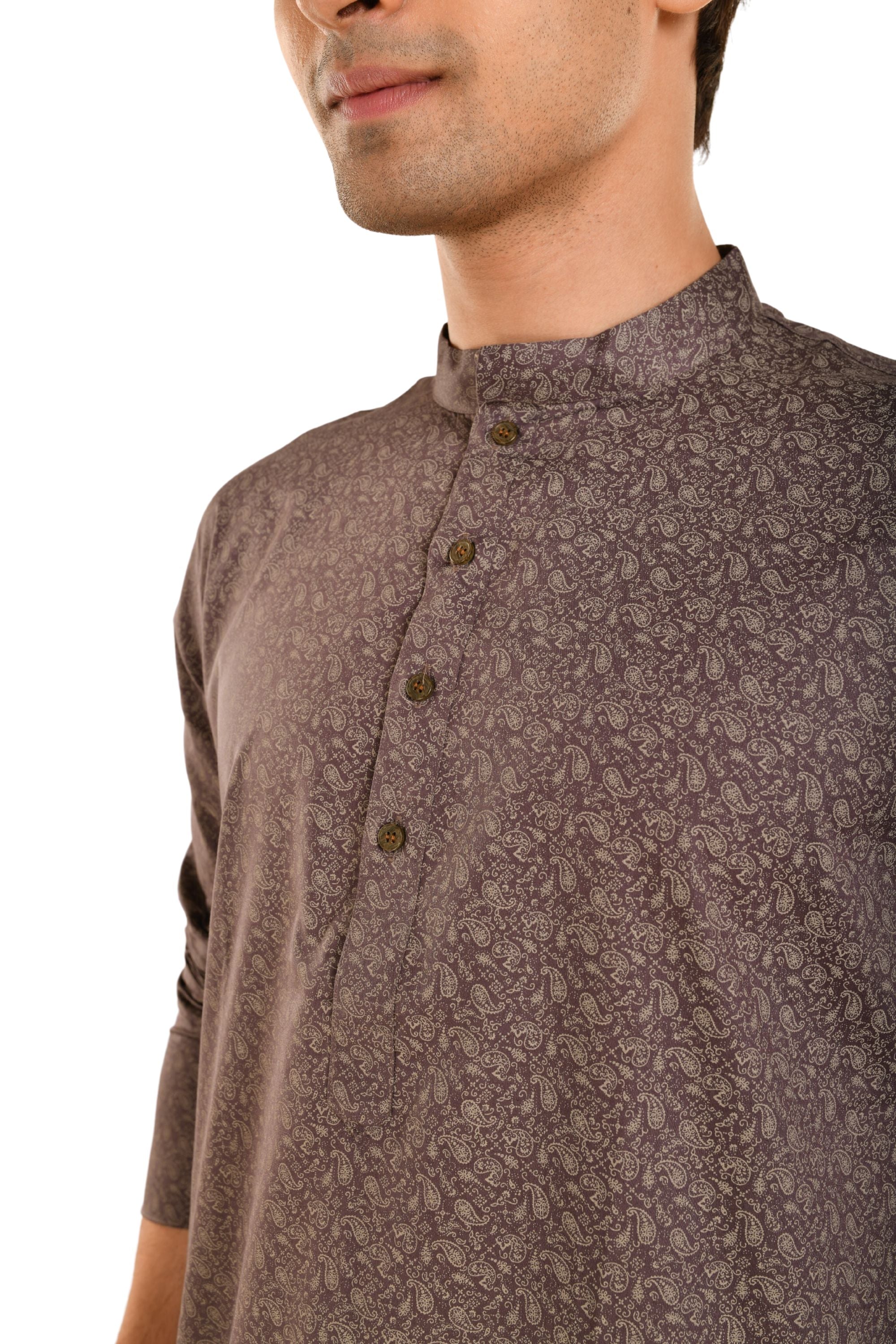 Ethnic Motif Printed Purple and Cream Kurta
