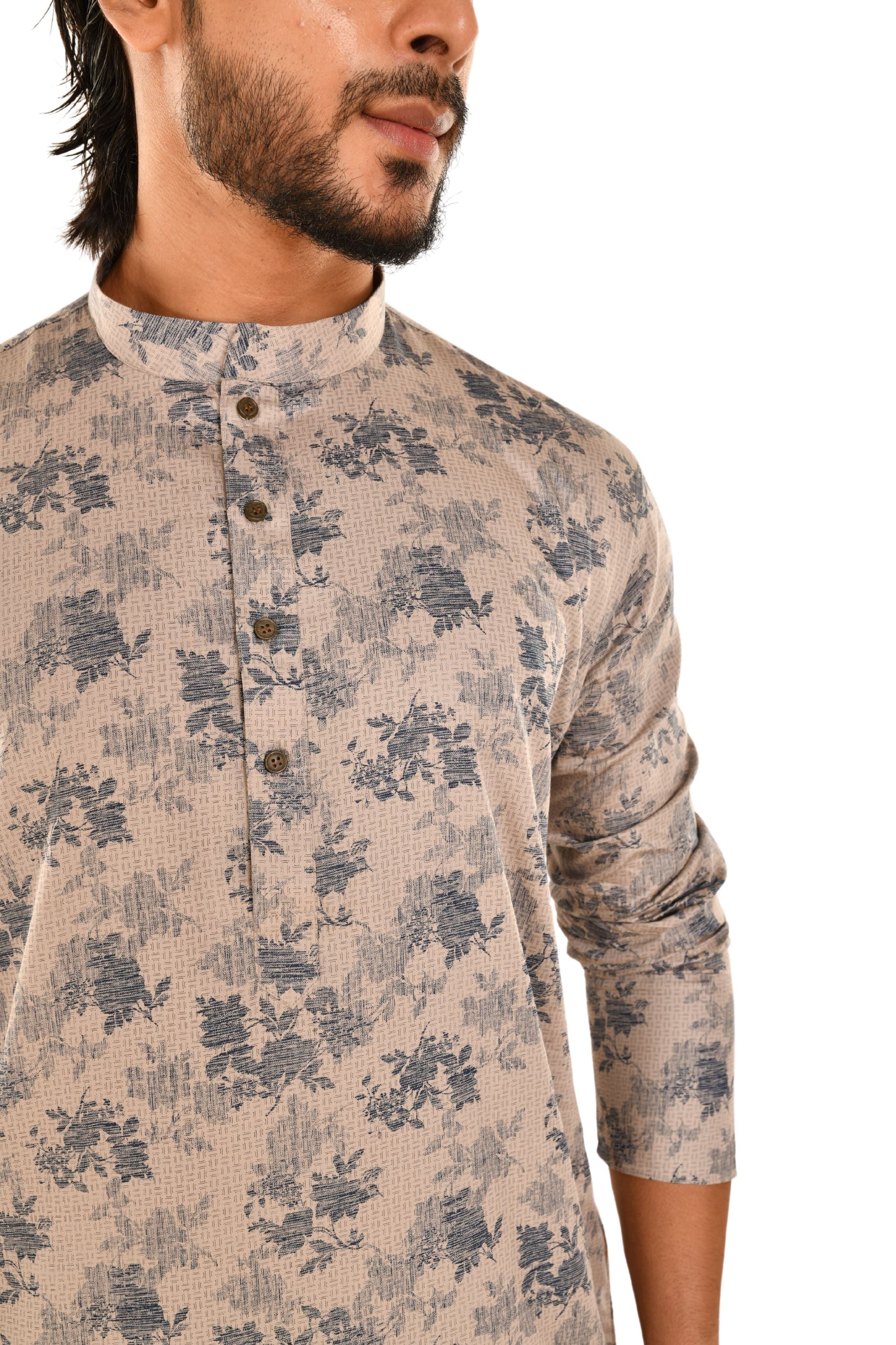 Floral Printed Men's Straight Kurta