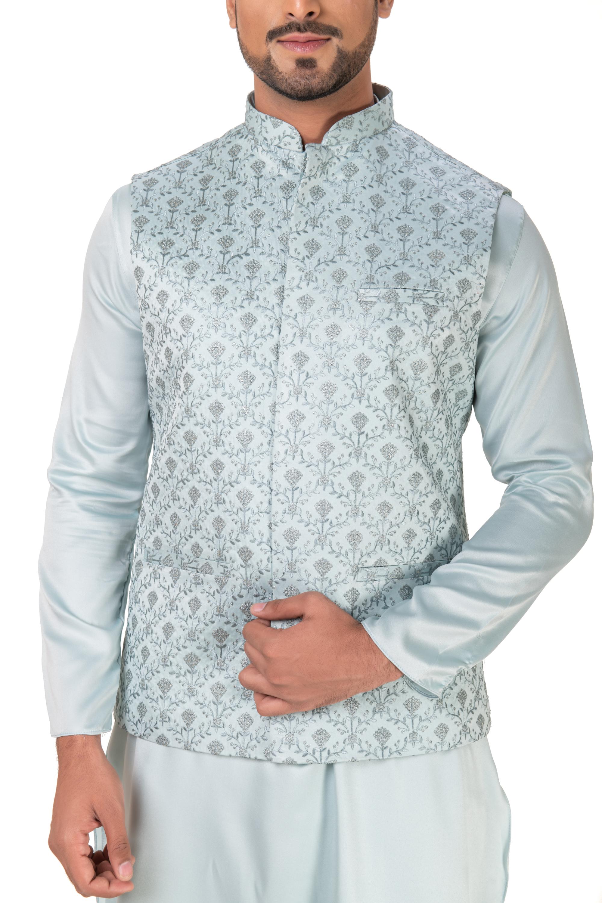 Classic Floral Embroidered Nehru Jacket
