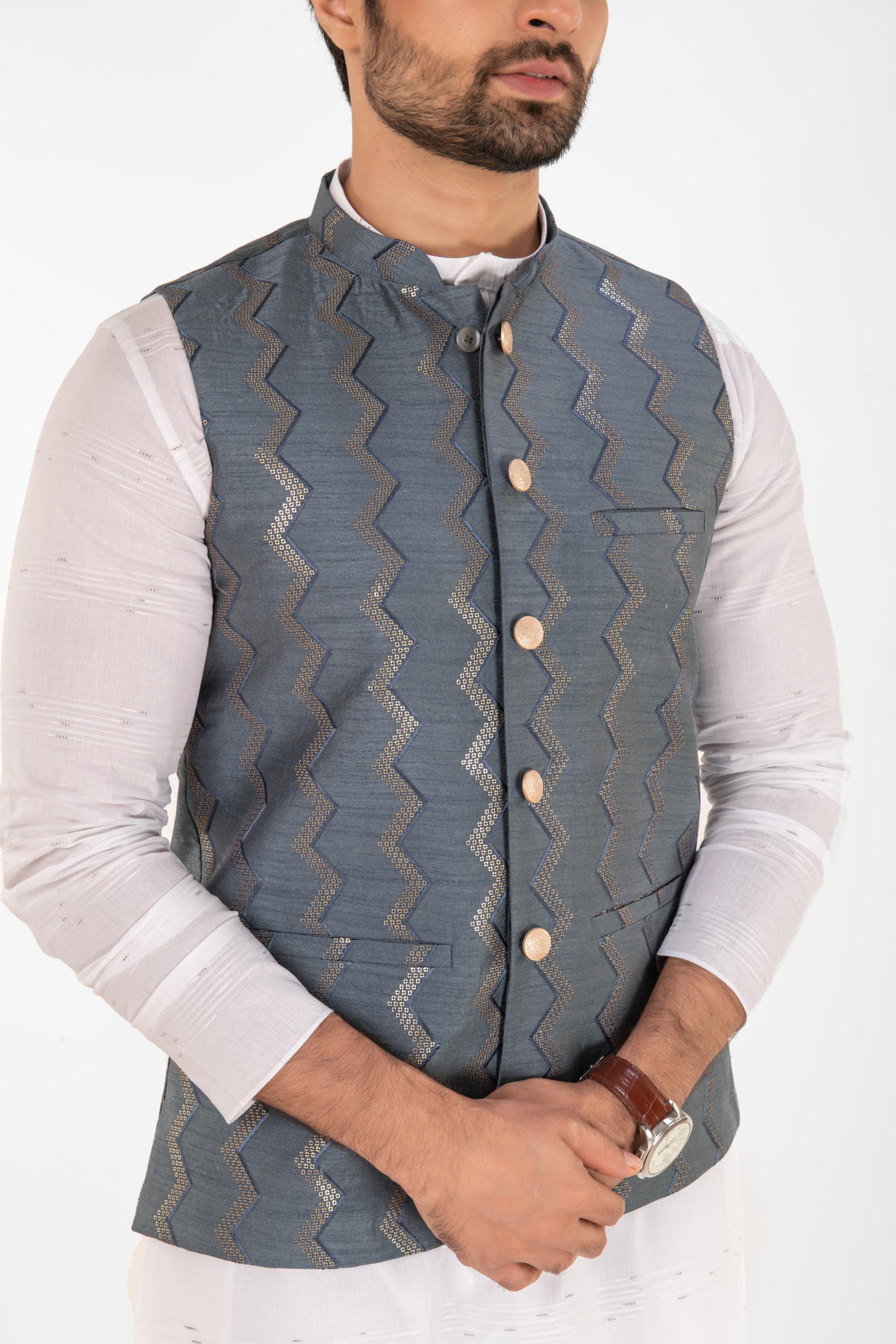 Zig Zag Pattern Nehru Jackets