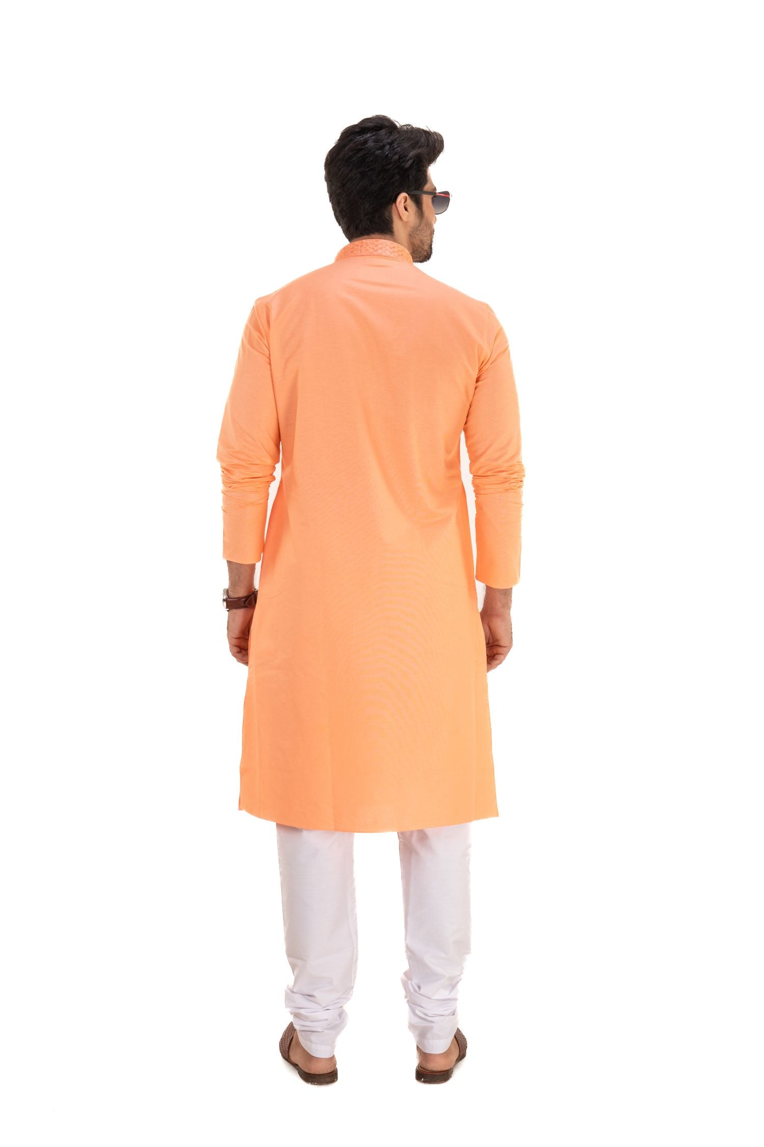 Cotton Embroidered Solid Kurta