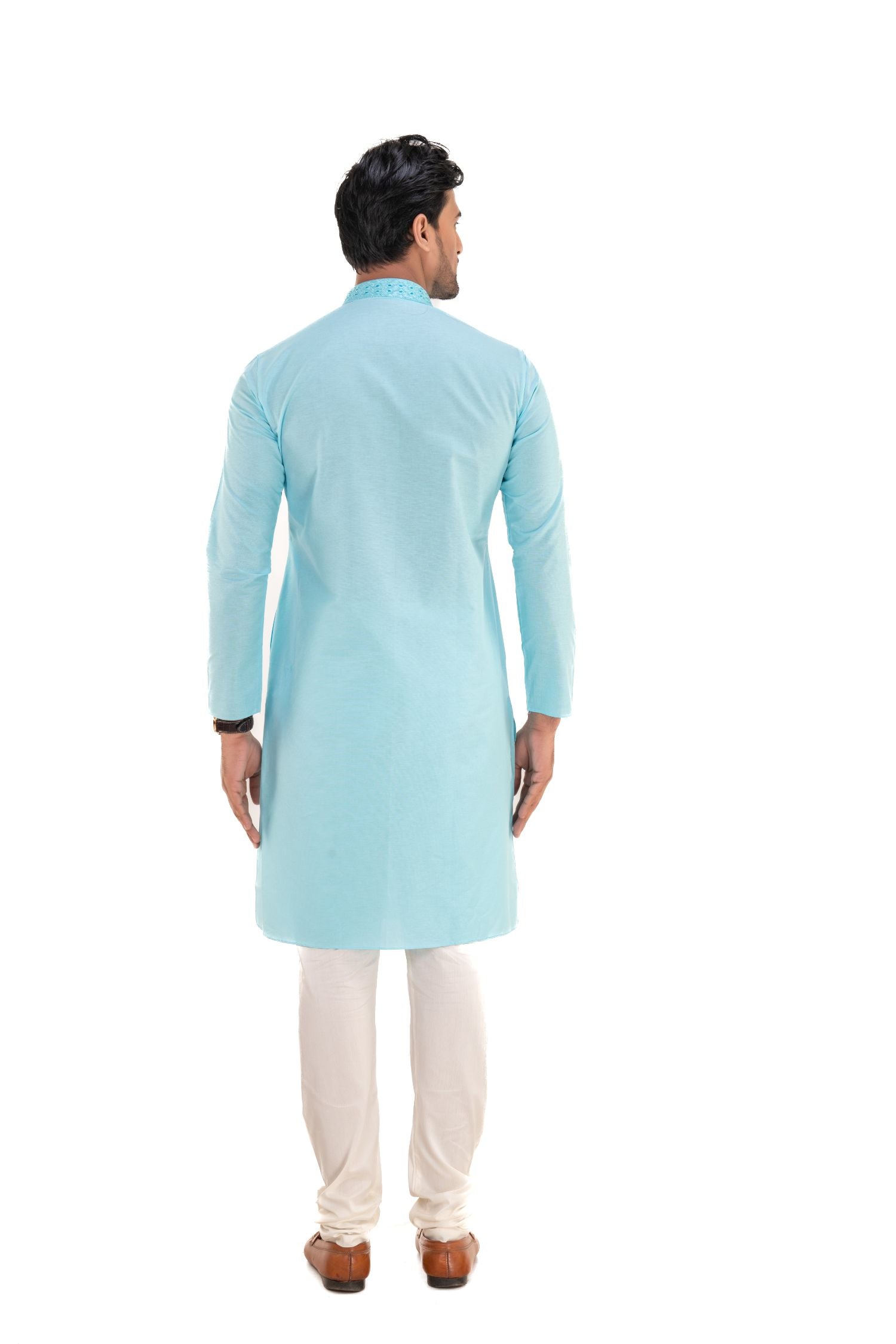Cotton Embroidered Solid Kurta