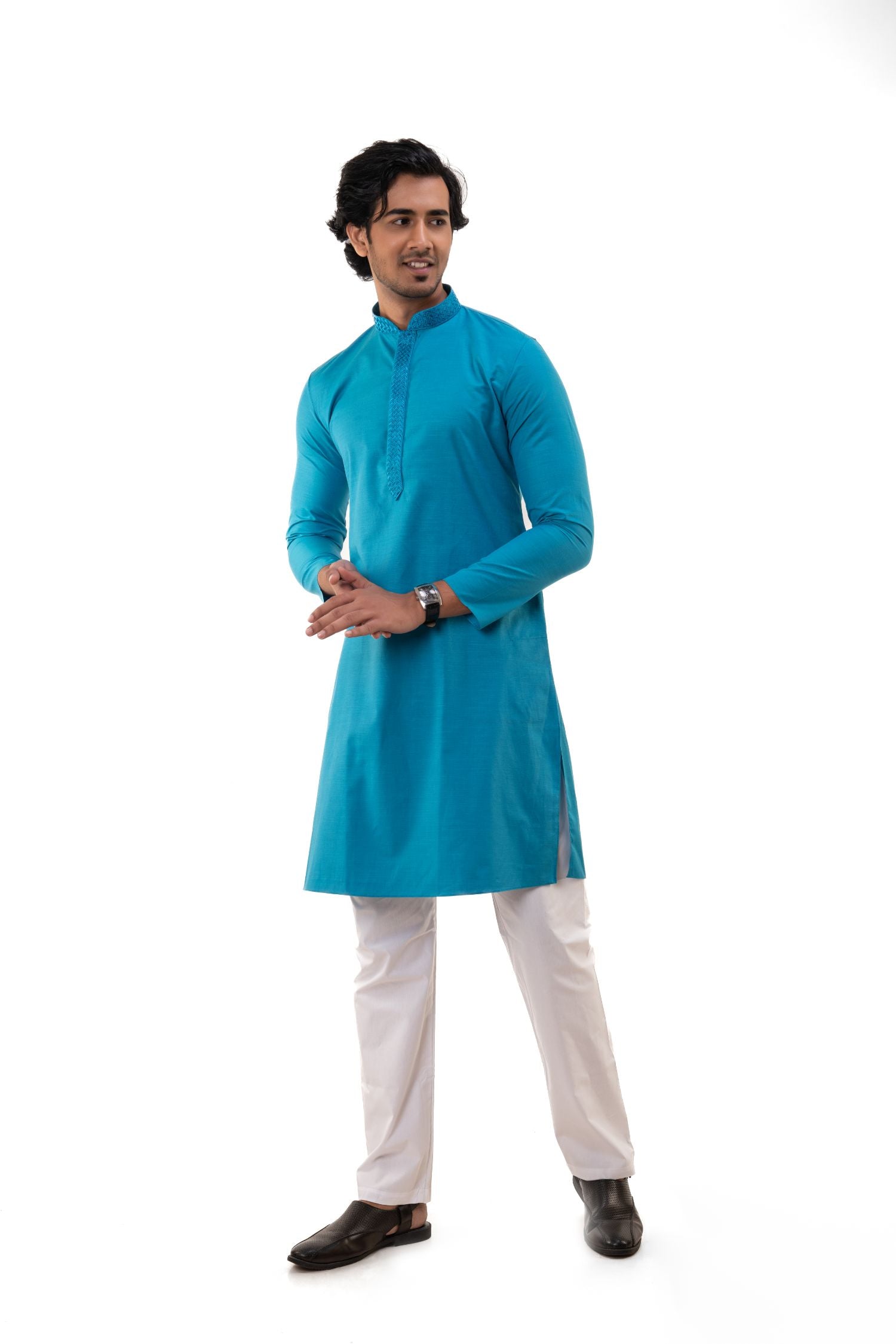 Men's Basic Solid Colour Kurta Sky Blue