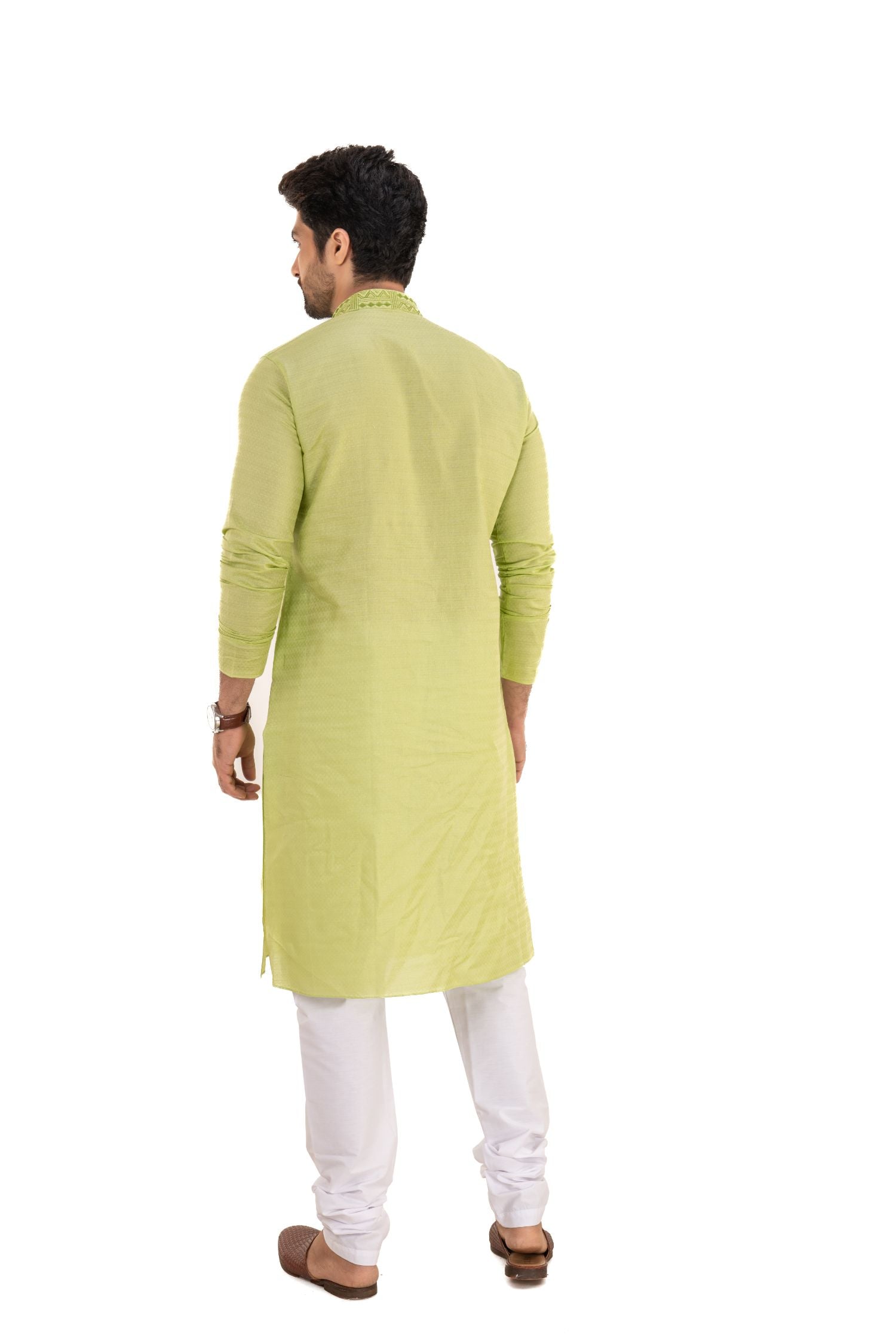 Self Printed Kurta with Neck Embroidery