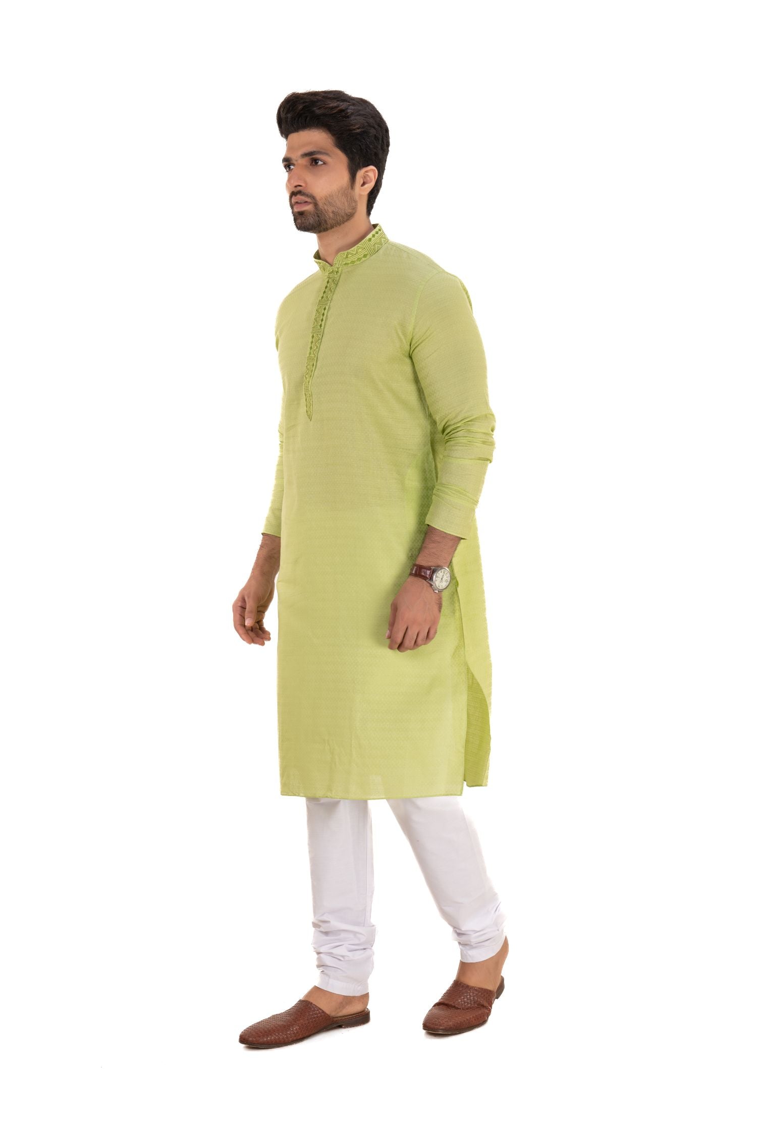 Self Printed Kurta with Neck Embroidery