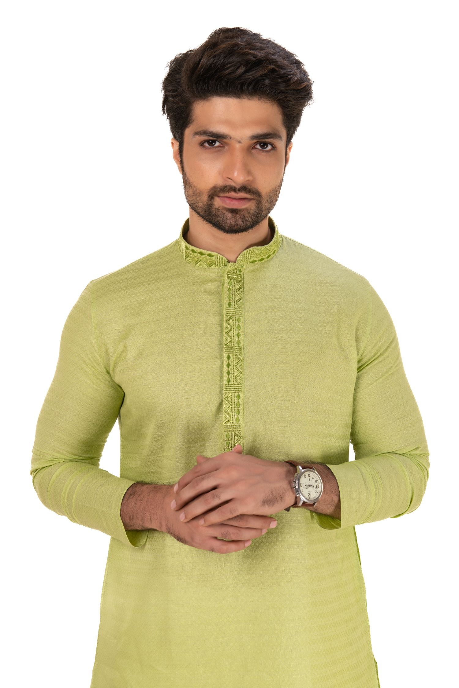 Self Printed Kurta with Neck Embroidery