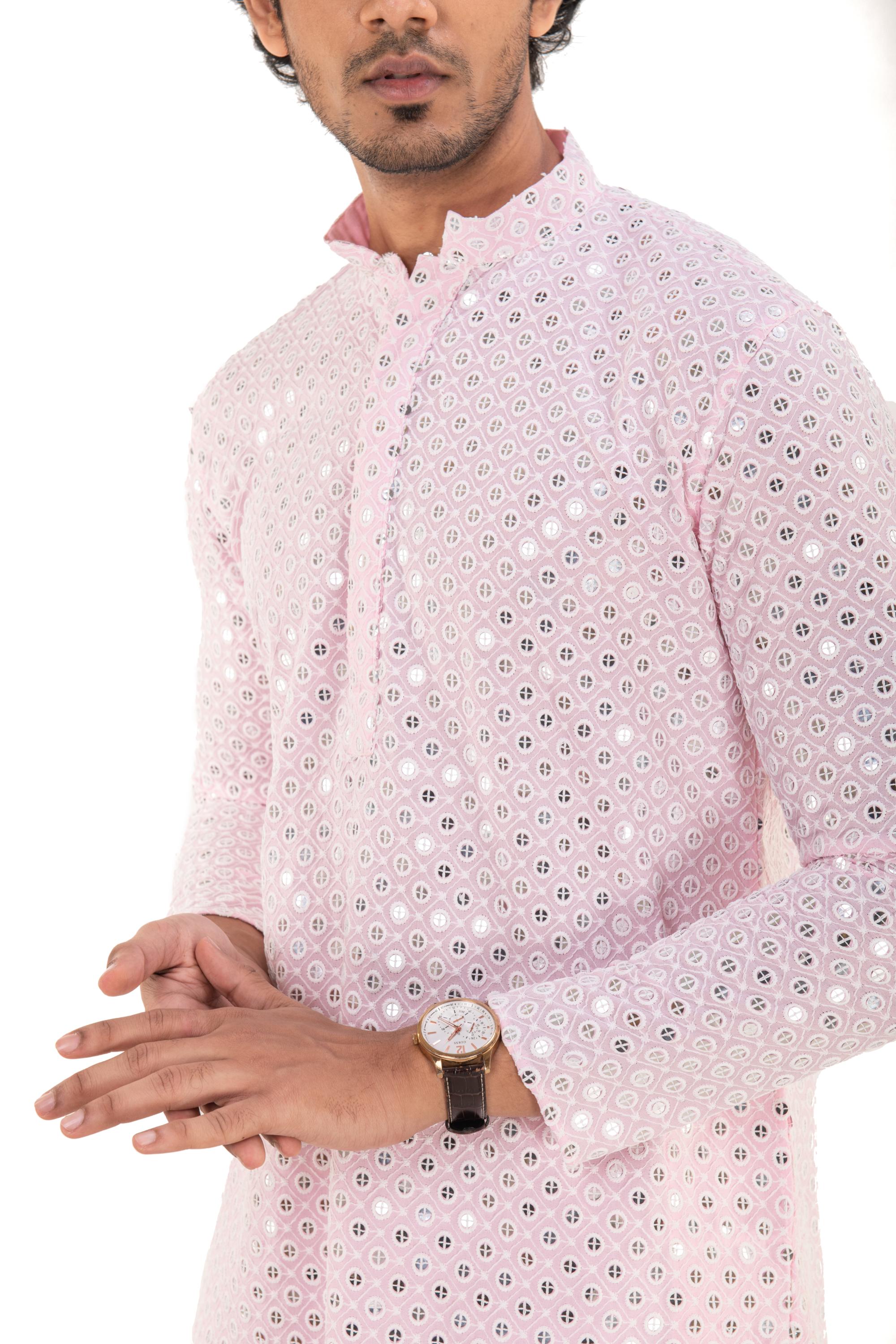 Chikankari Mirror Embellished Kurta Set