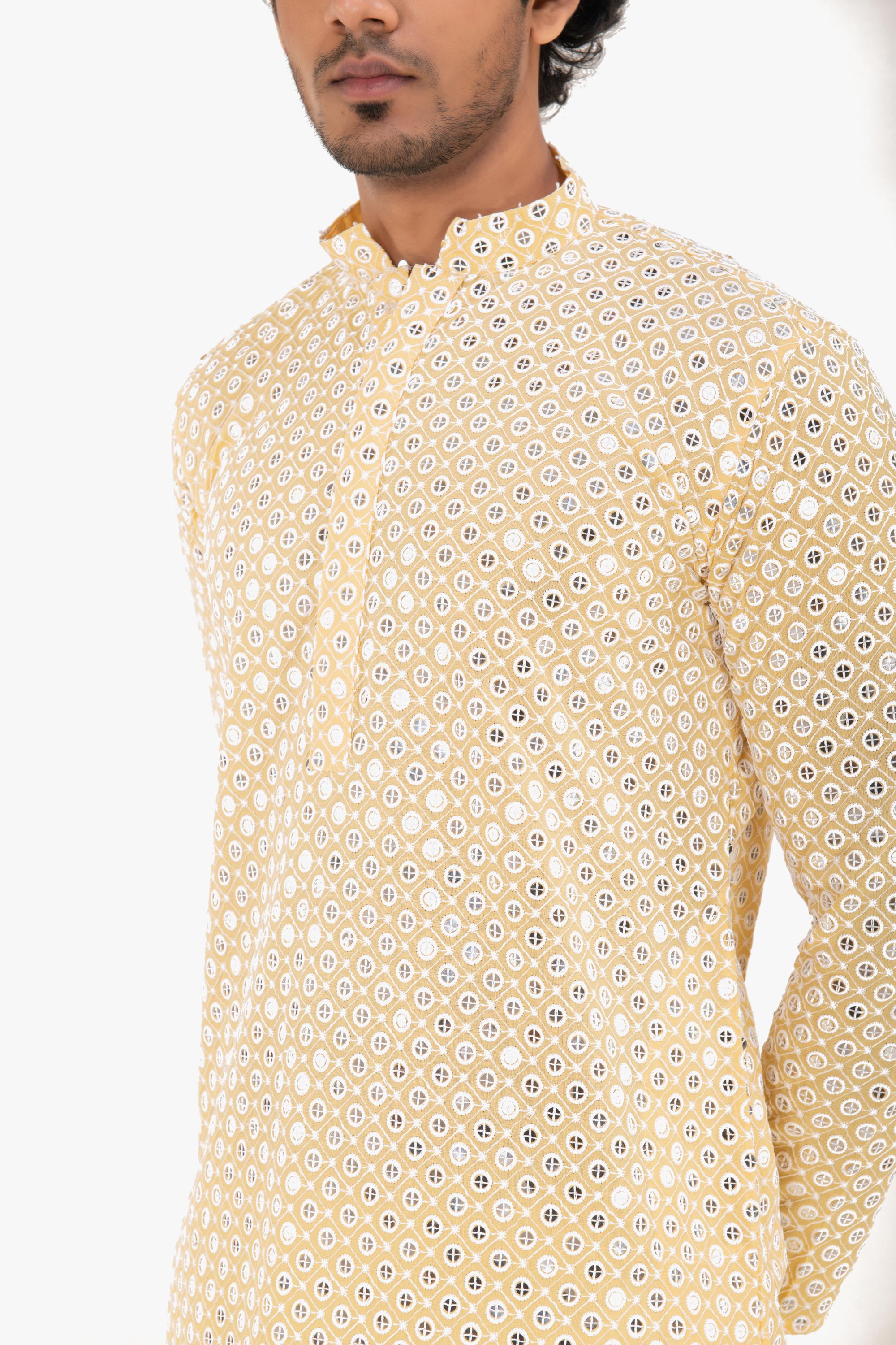 Chikankari Mirror Embellished Kurta Set