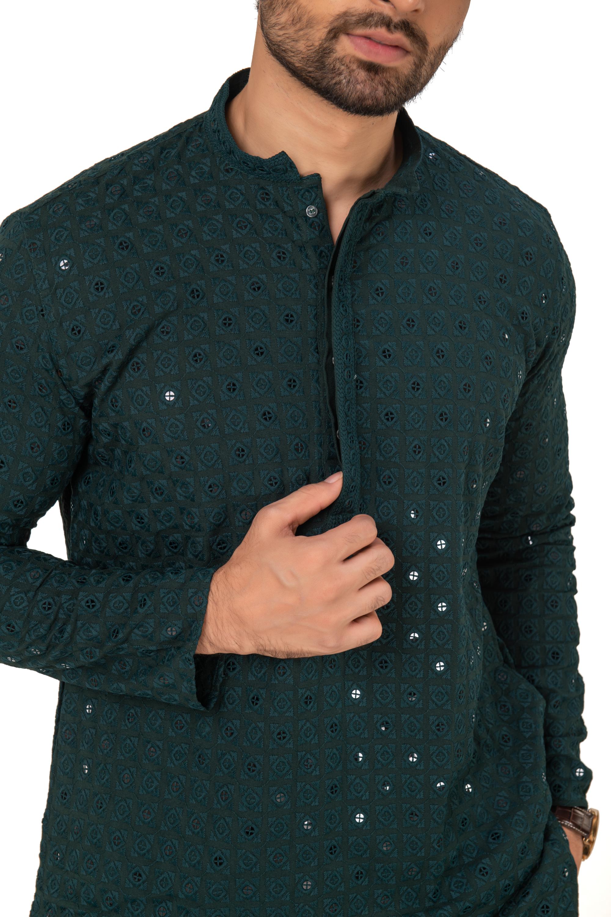 Geometric Chikankari Embroidered Kurta Set