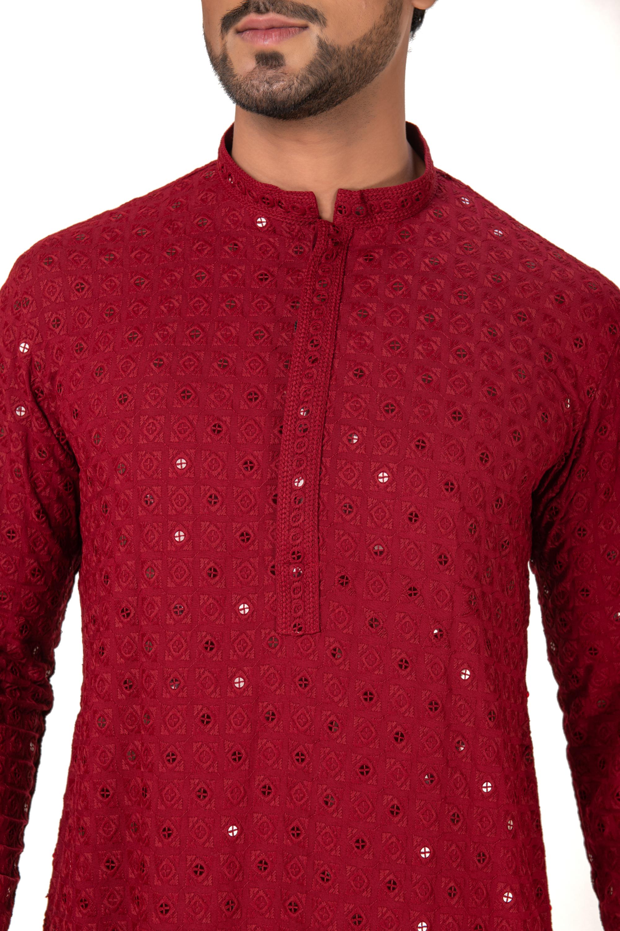 Geometric Chikankari Embroidered Kurta Set