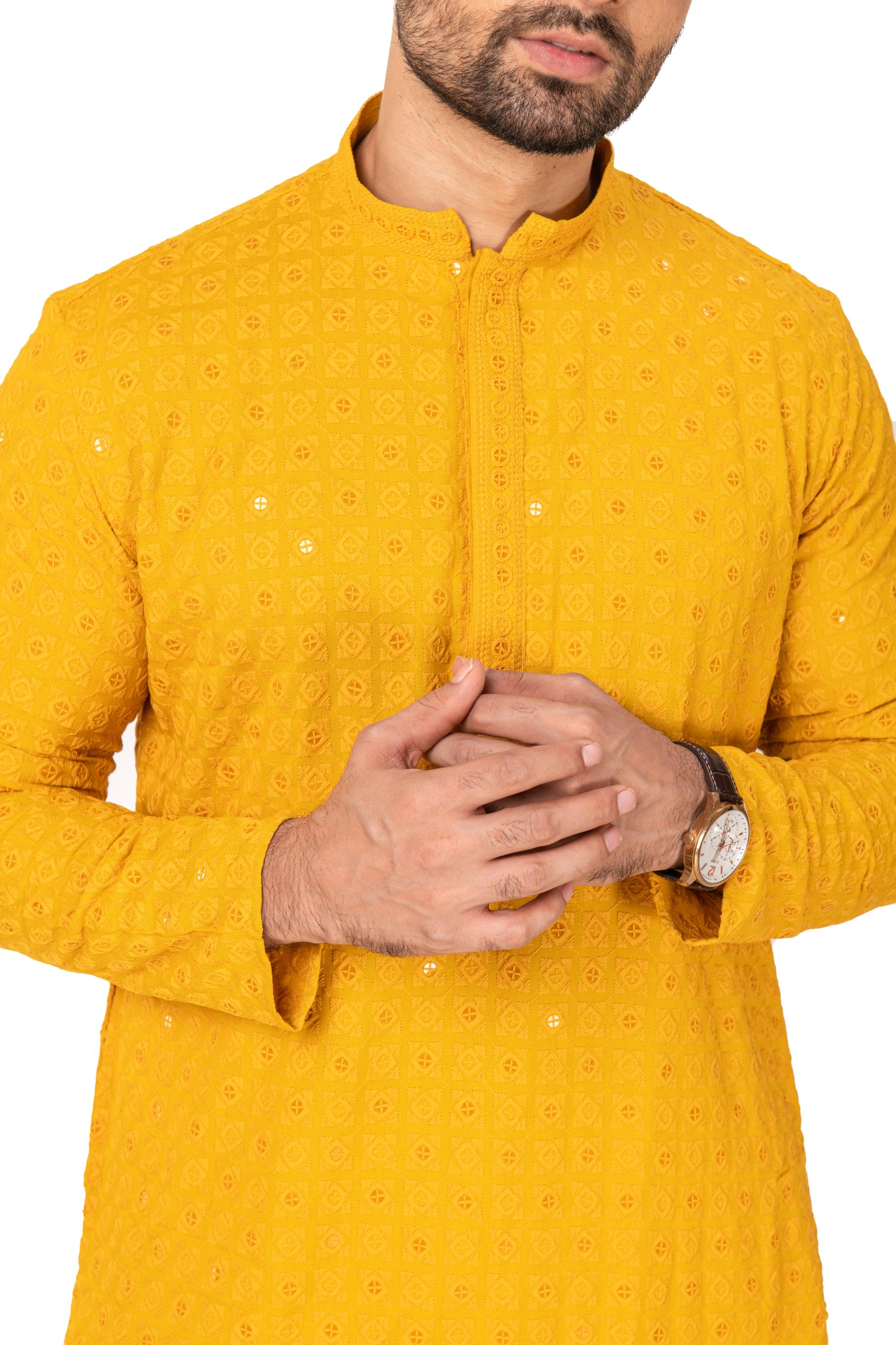 Geometric Chikankari Embroidered Kurta Set