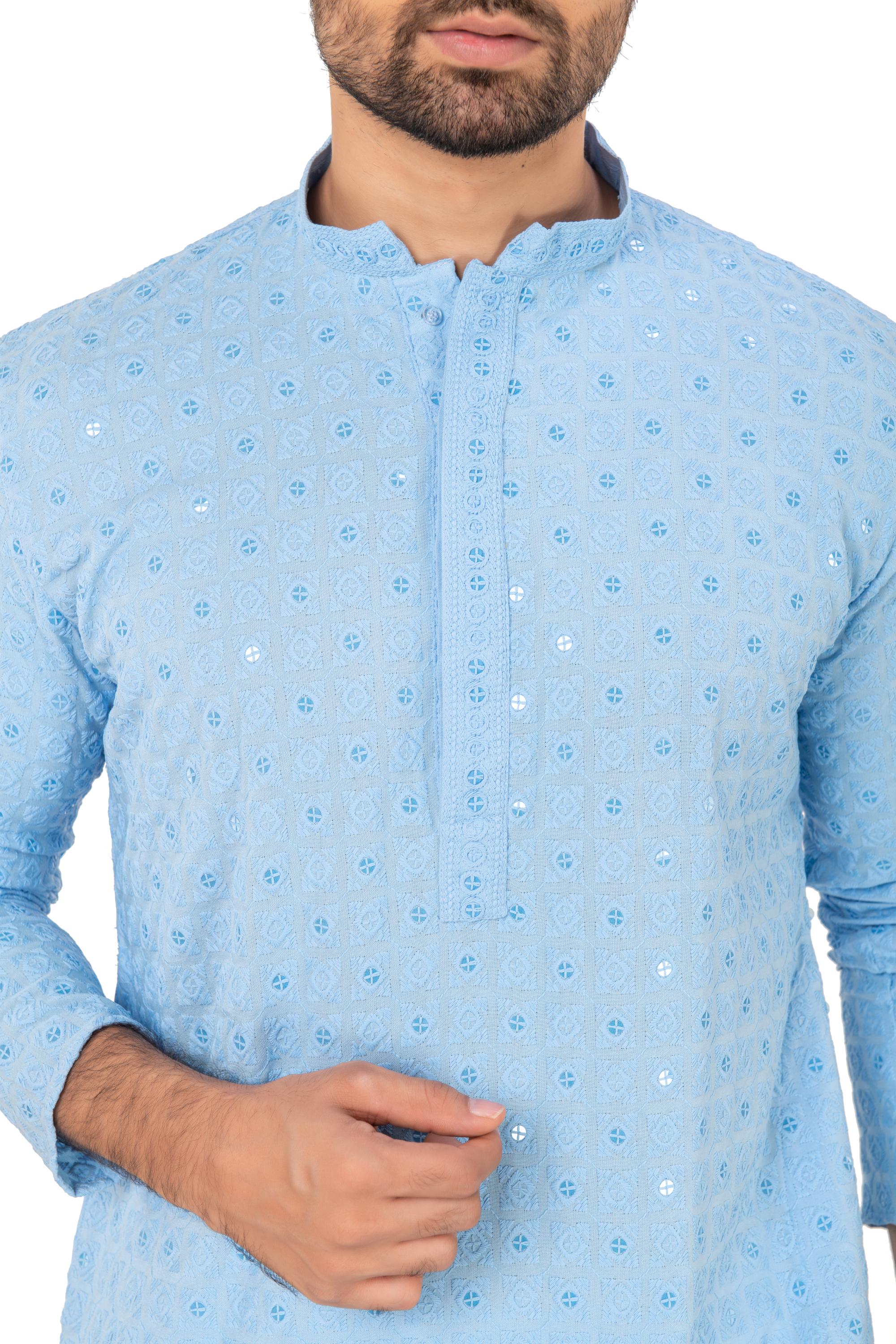 Geometric Chikankari Embroidered Kurta Set