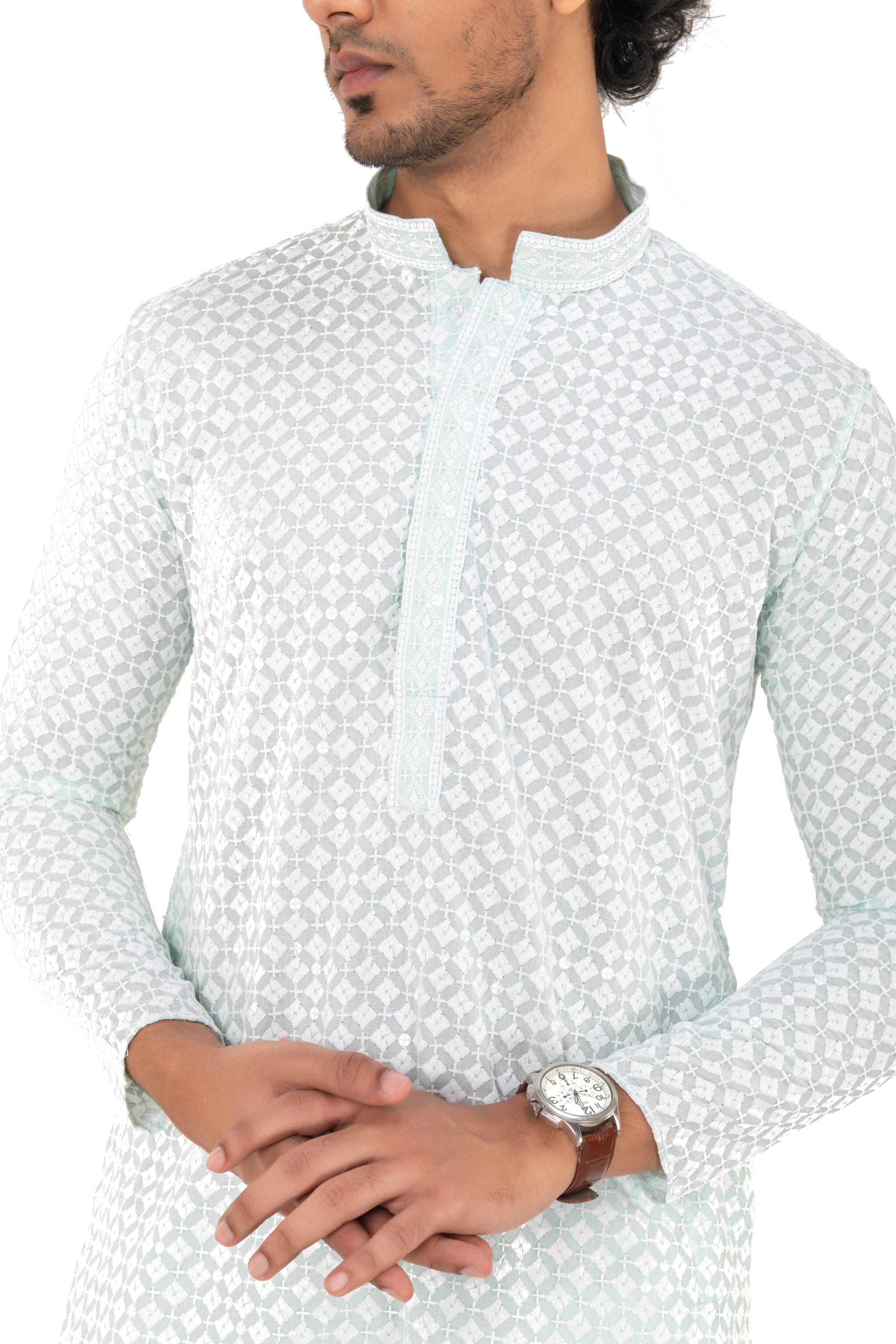 Lucknavi Chikankari Embroidered Kurta Set