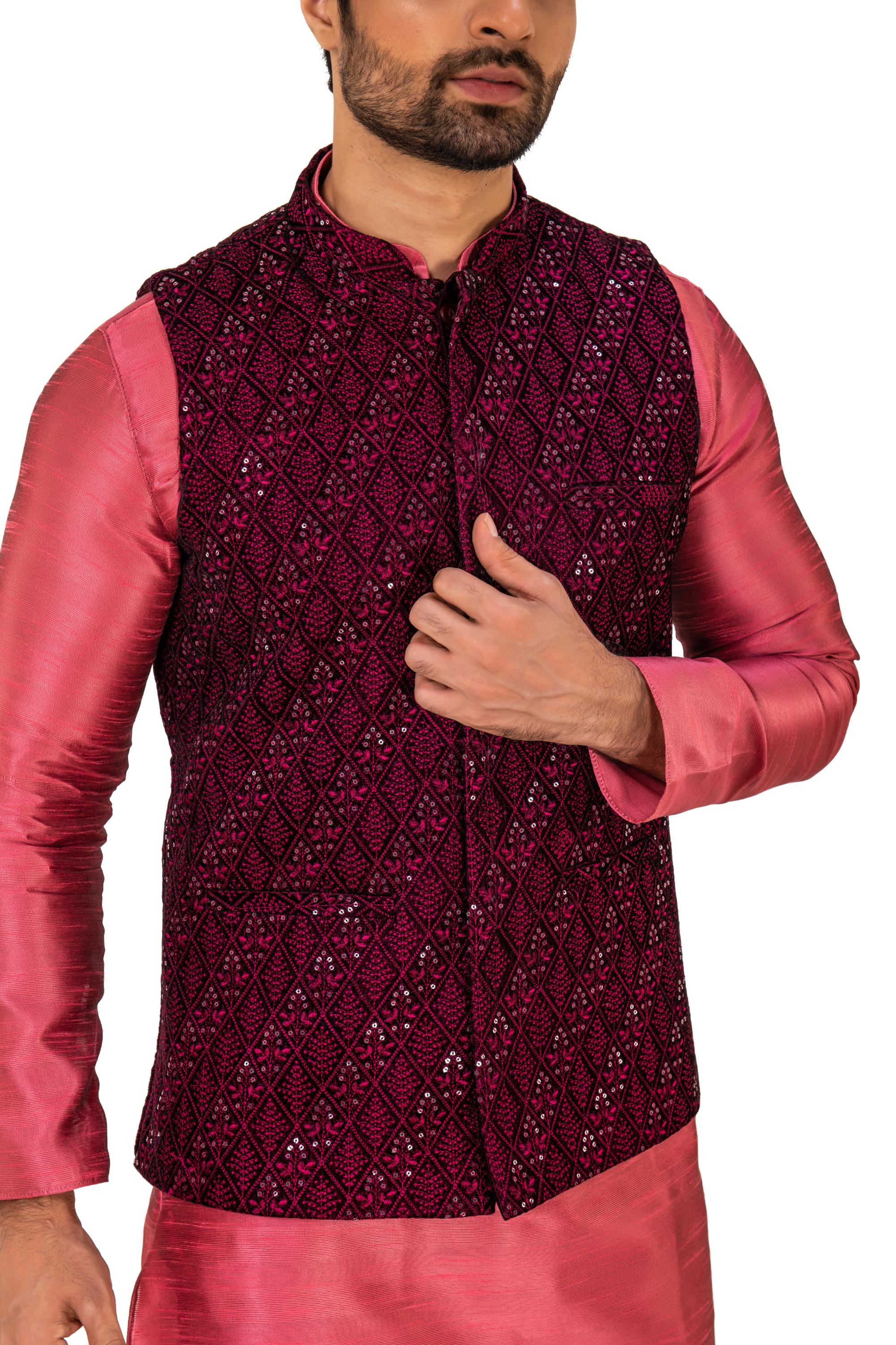 Delicate Thread And Sequence Embroidery Nehru Jacket