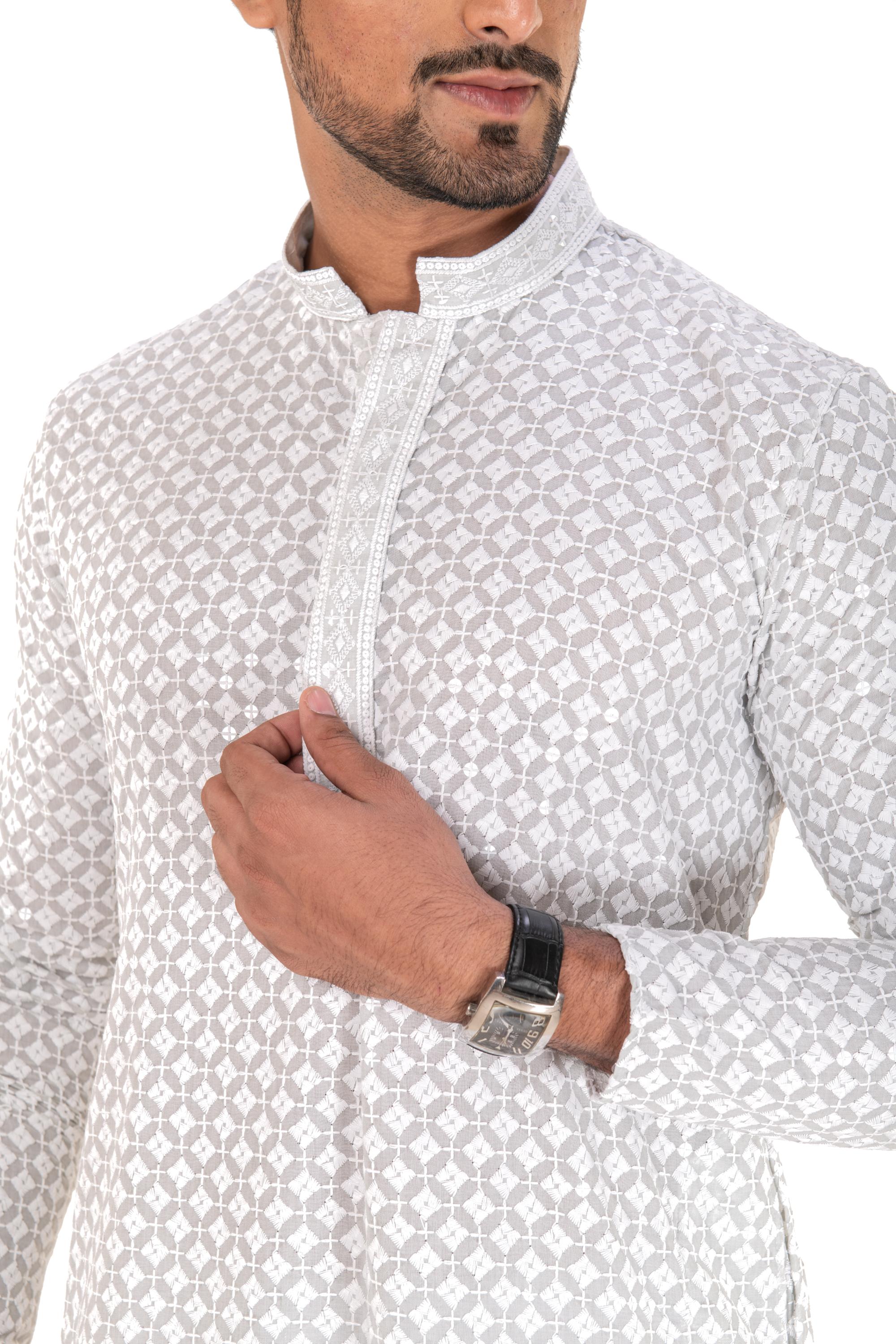 Lucknavi Chikankari Embroidered Kurta Set