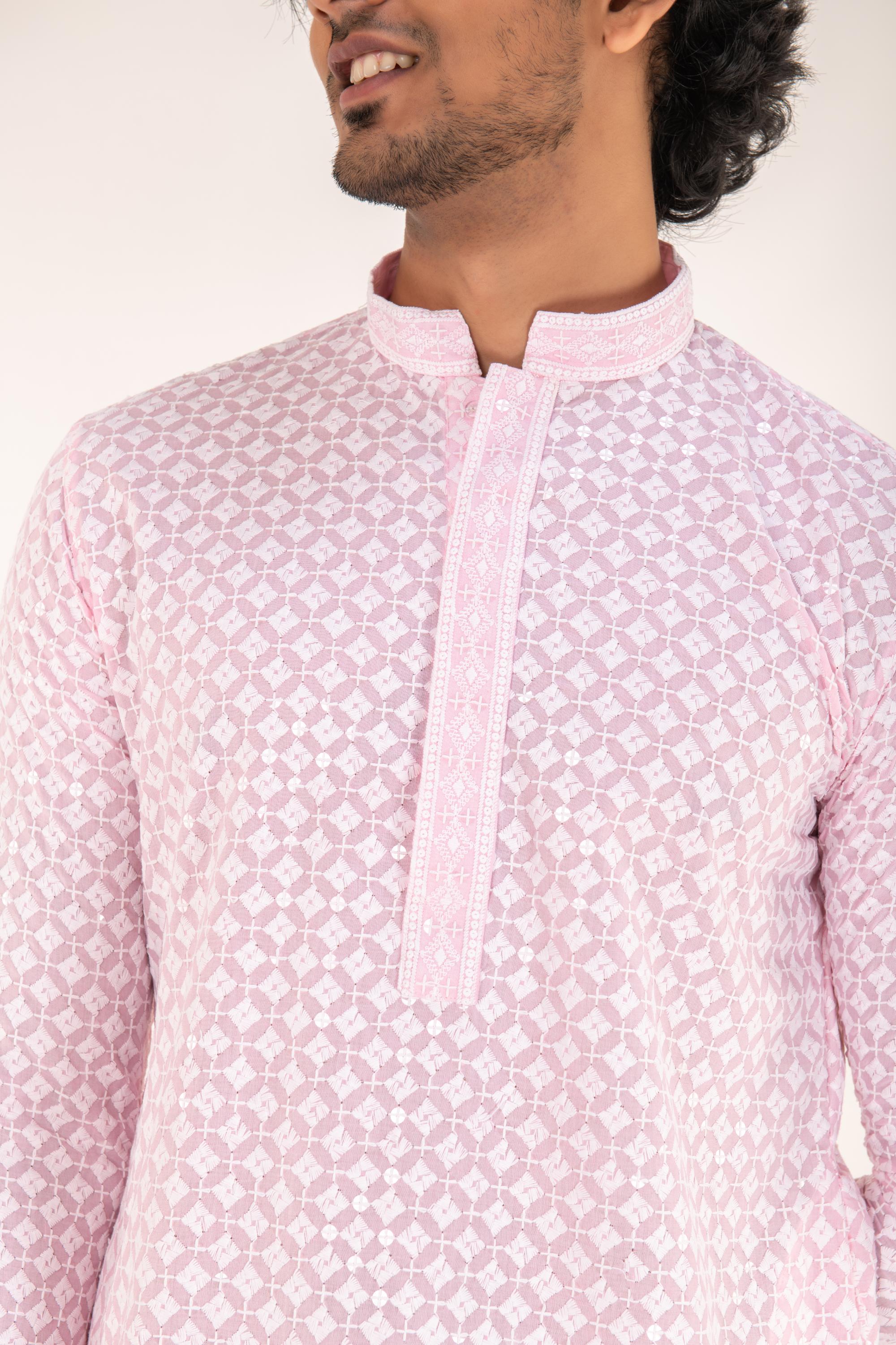 Lucknavi Chikankari Embroidered Kurta Set