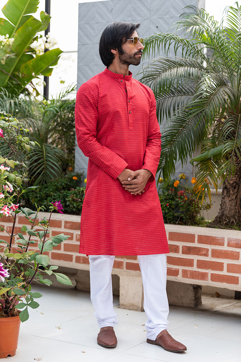 Cotton Kurta with Horizontal Stripes