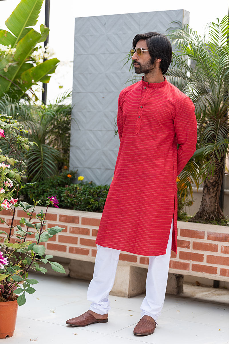 Cotton Kurta with Horizontal Stripes