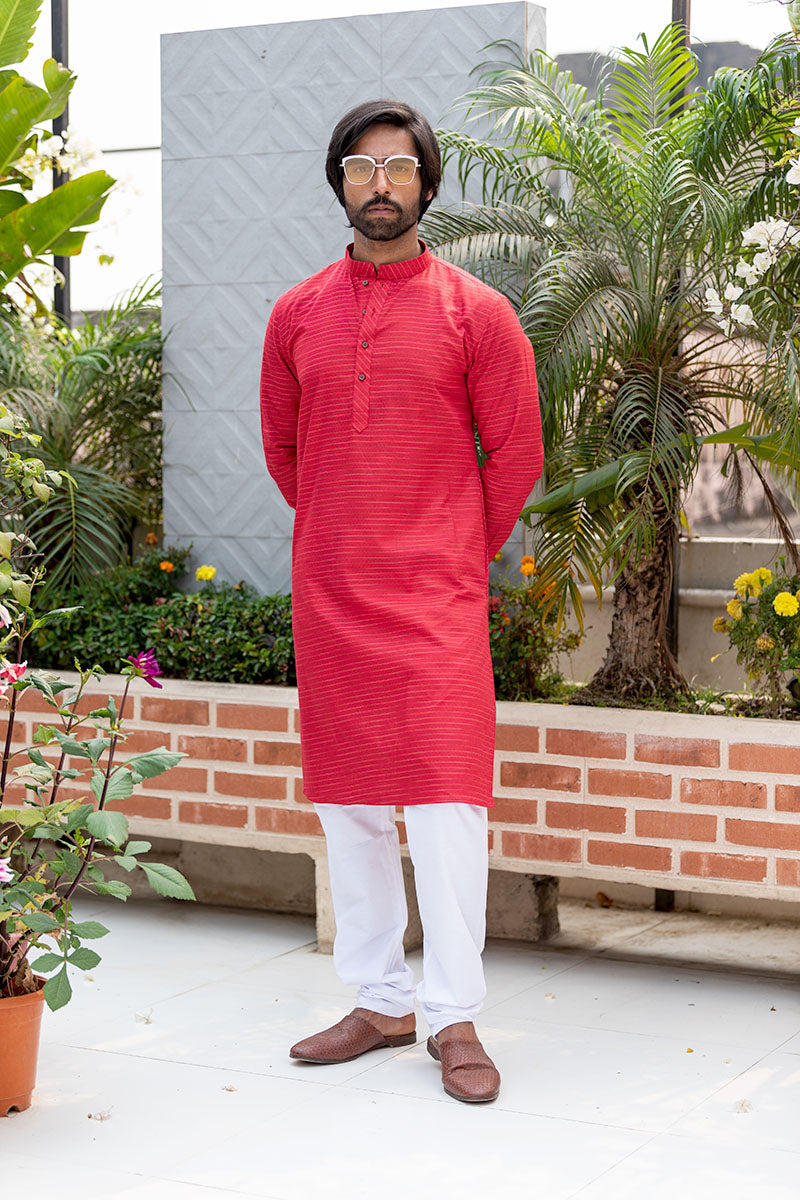 Cotton Kurta with Horizontal Stripes