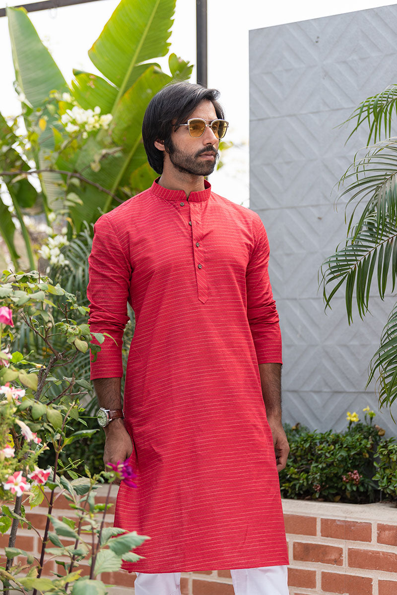 Cotton Kurta with Horizontal Stripes