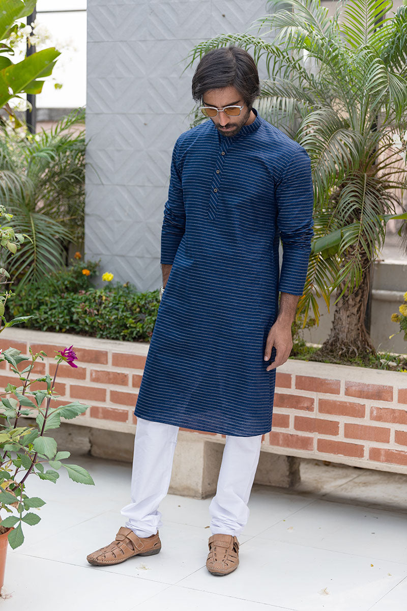 Cotton Kurta with Horizontal Stripes