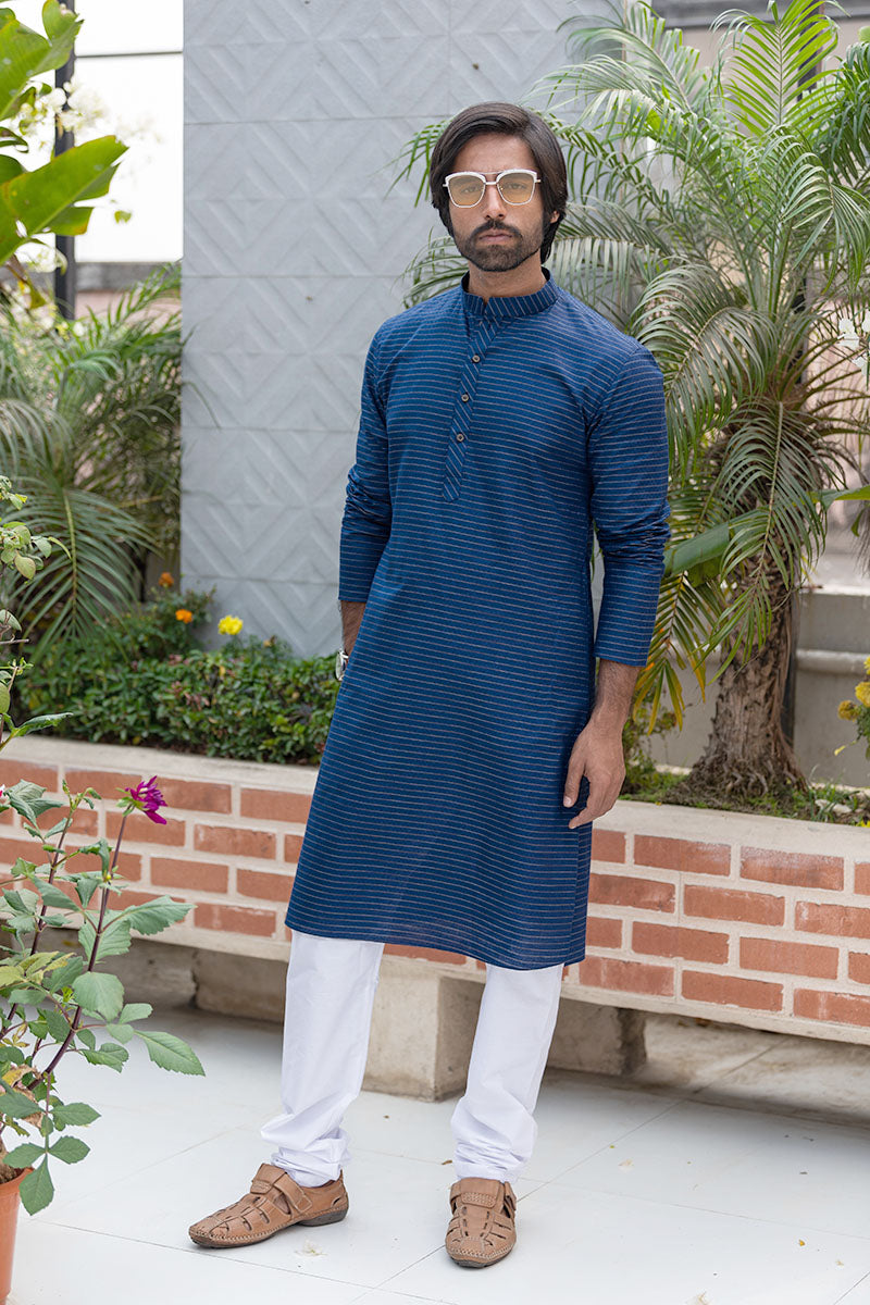Cotton Kurta with Horizontal Stripes