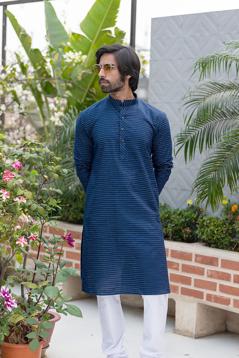 Cotton Kurta with Horizontal Stripes