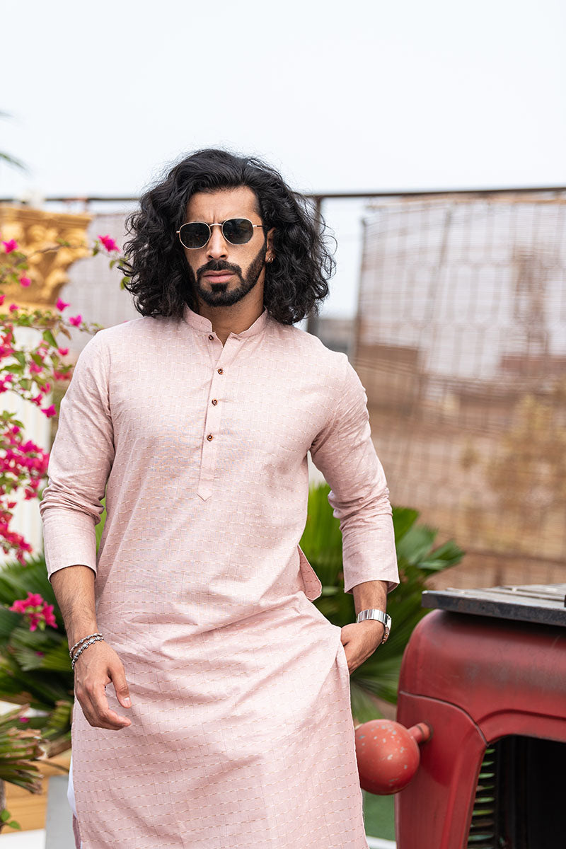 Woven Design Cotton Kurta