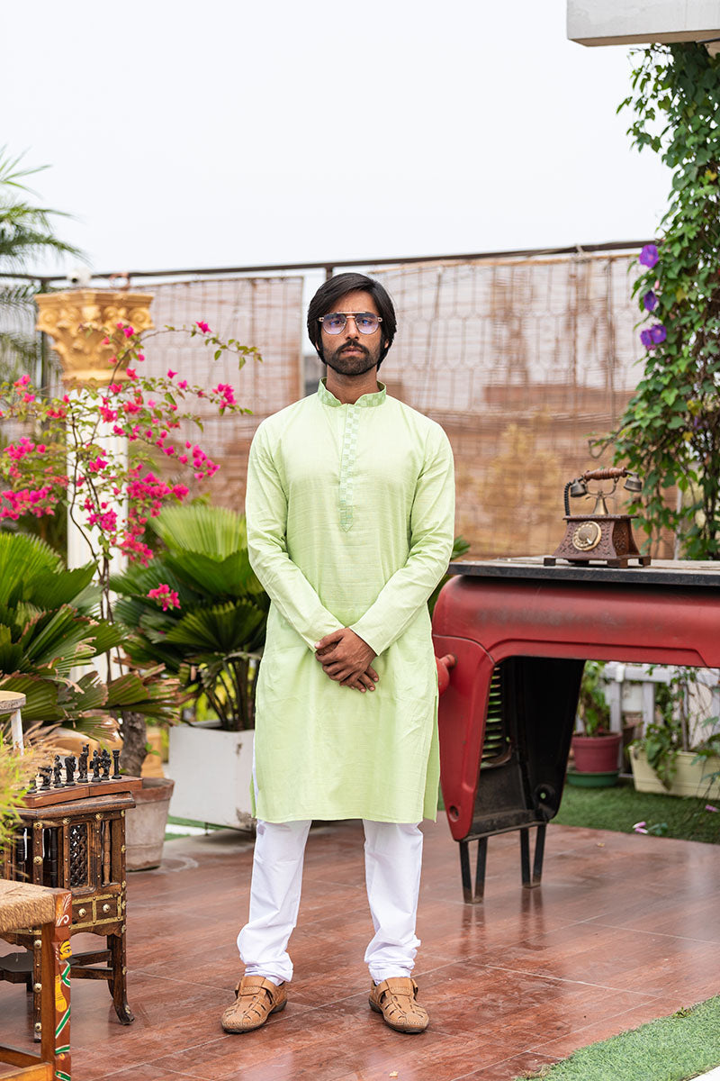 Plain Kurtas with Horizontal Self Stripes