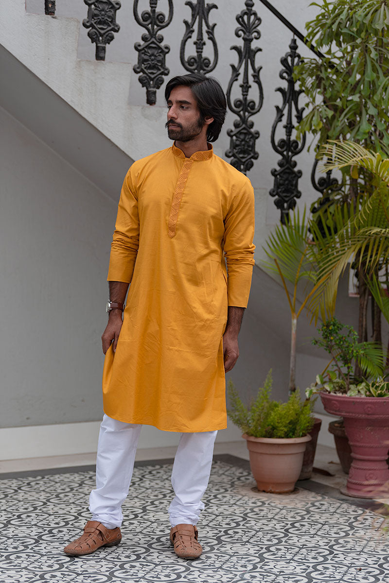 Intricate Neckline Kurtas Mustard