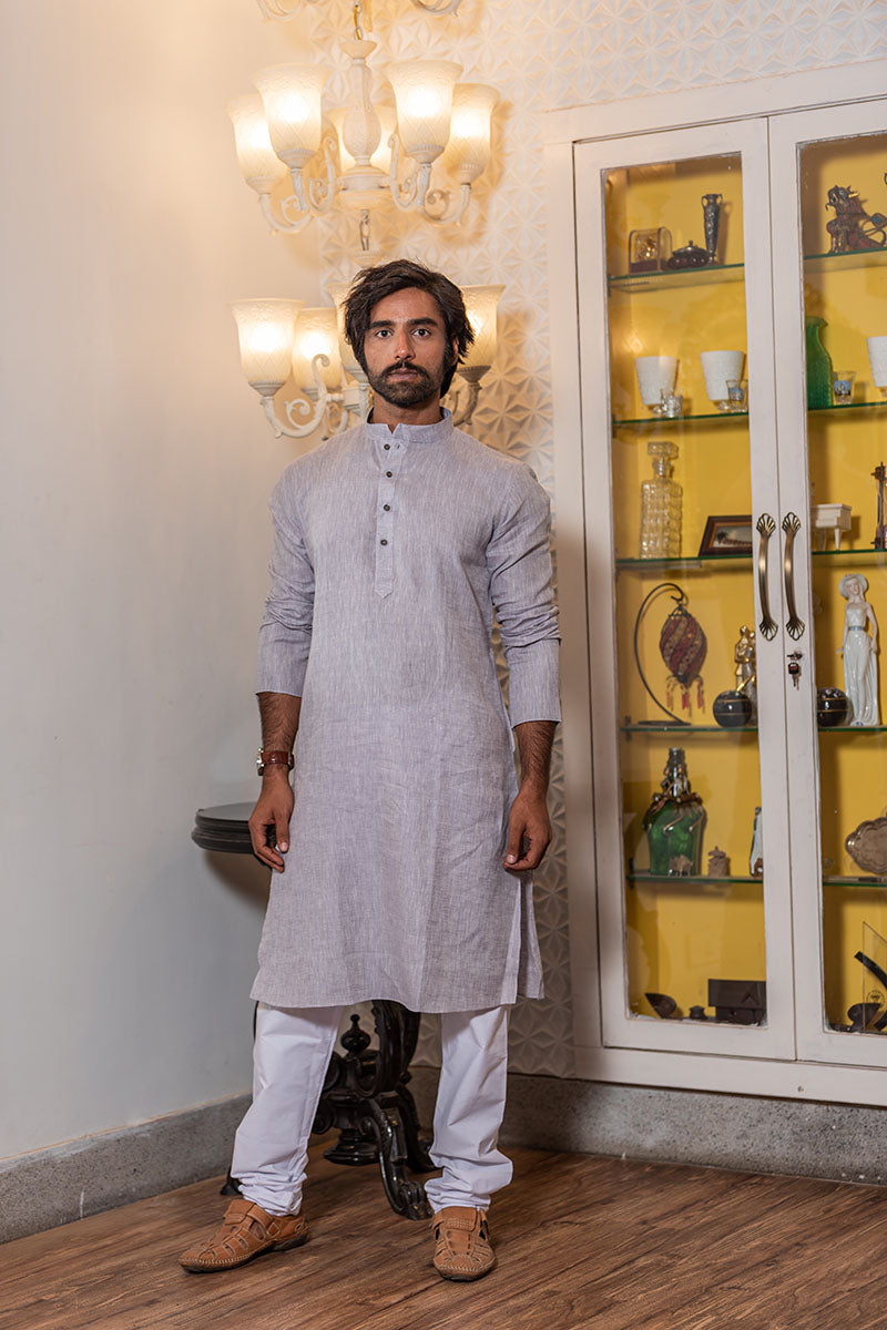 Premium Linen Kurtas for Men Grey
