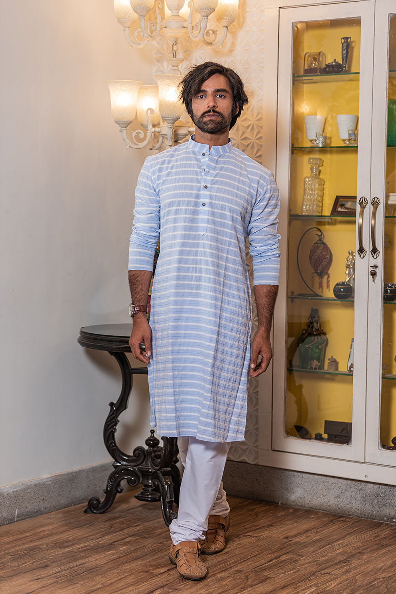 Summer Cool Cotton Kurta Sky Blue