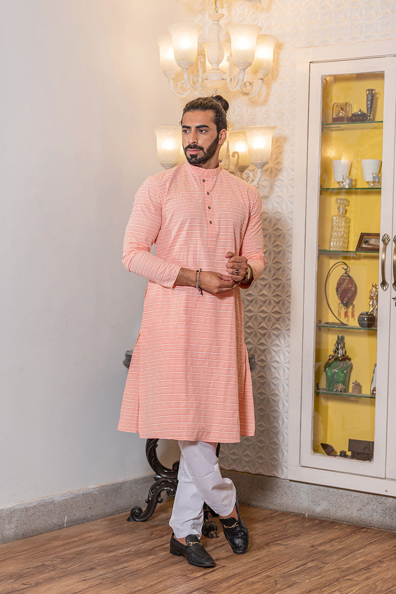 Lounge Cotton Kurta Light Orange