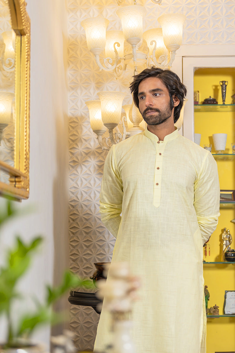 Self Textured Cotton Kurta