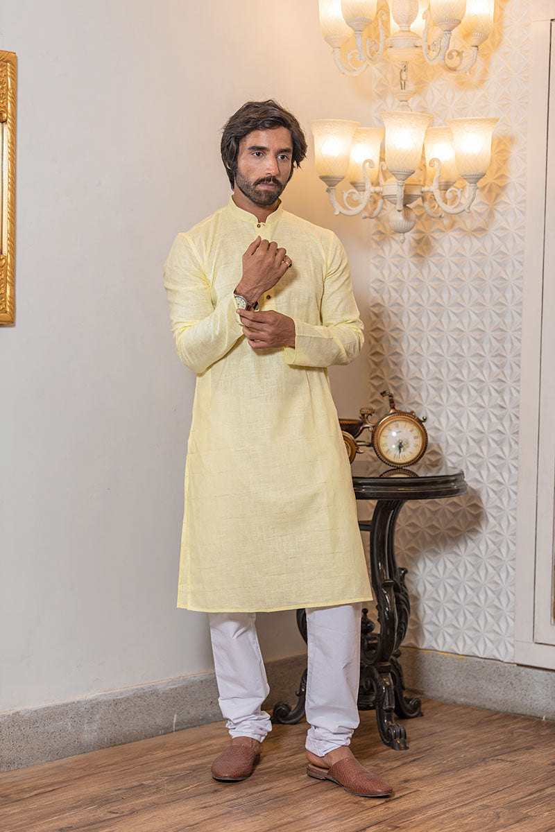 Self Textured Cotton Kurta
