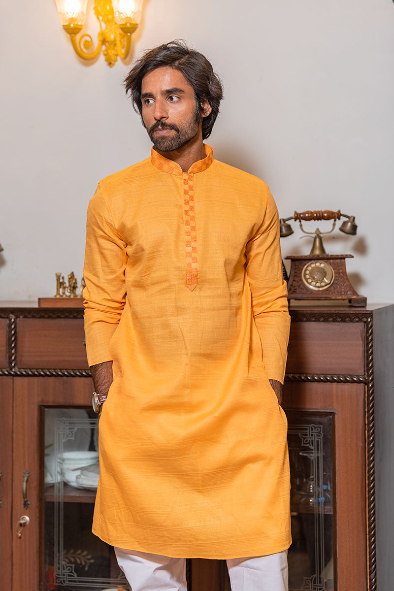 Plain Kurtas with Horizontal Self Stripes