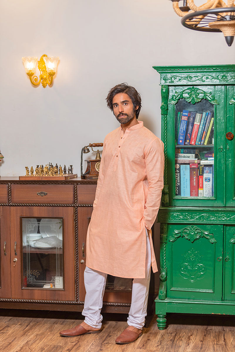 Self Textured Cotton Kurta