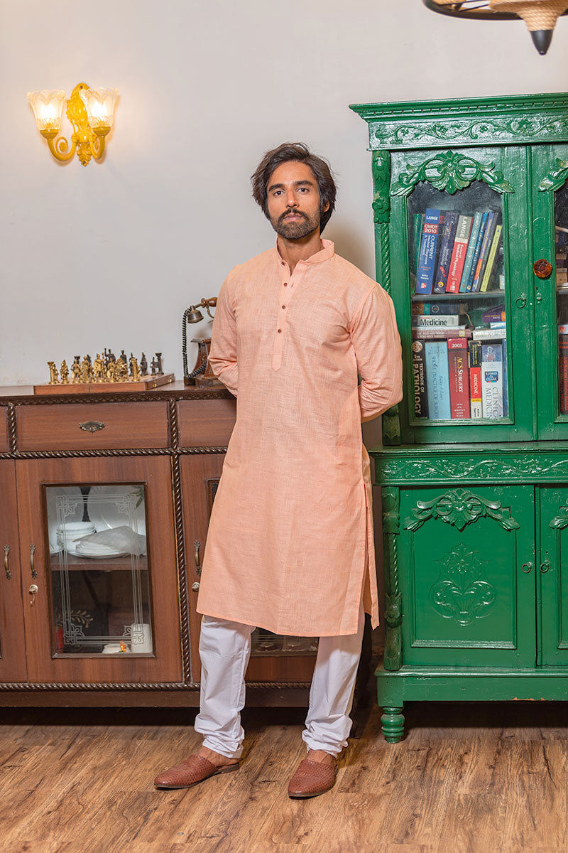Self Textured Cotton Kurta