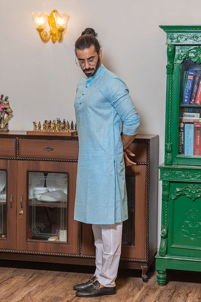 Self Textured Cotton Kurta