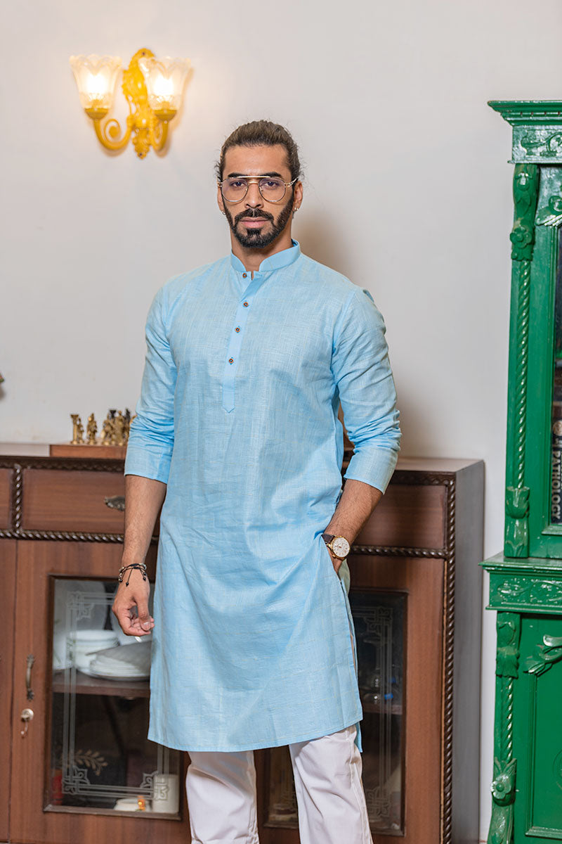 Self Textured Cotton Kurta