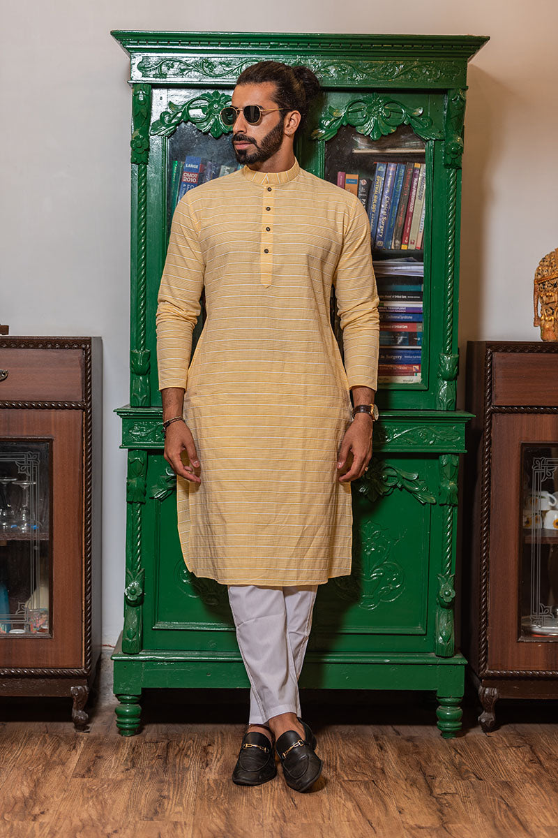 Lounge Cotton Kurta Yellow